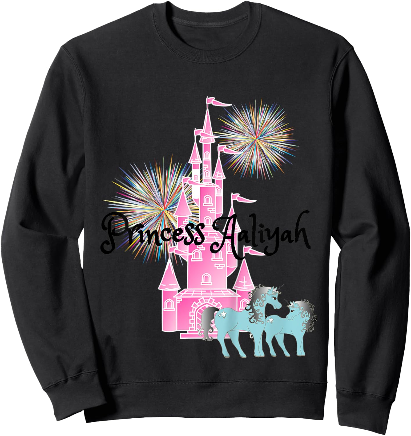 Kids Princess Aaliyah Name Girls Personalized Custom Sweatshirt - Sweatshirt | Black