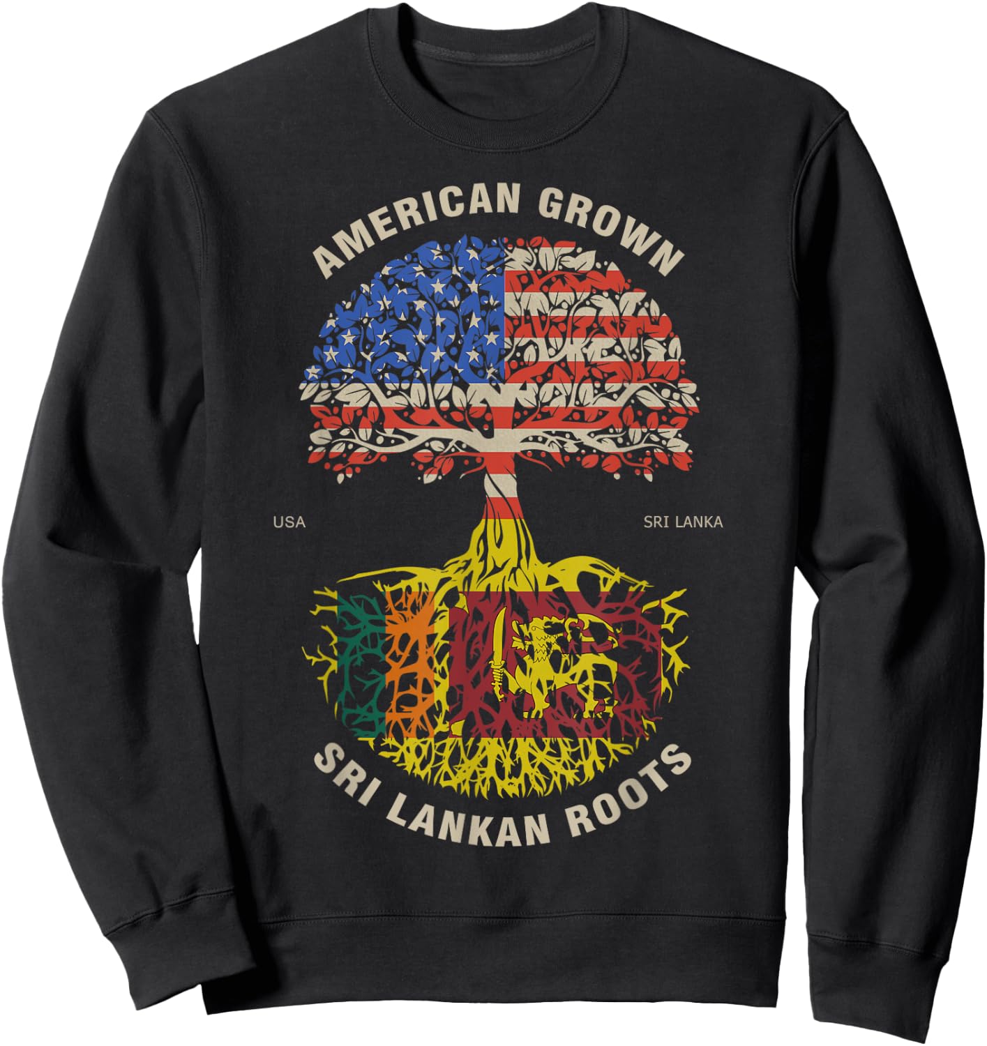 American Grown Sri Lankan Roots Sri Lanka Flag Sweatshirt - Sweatshirt | Black