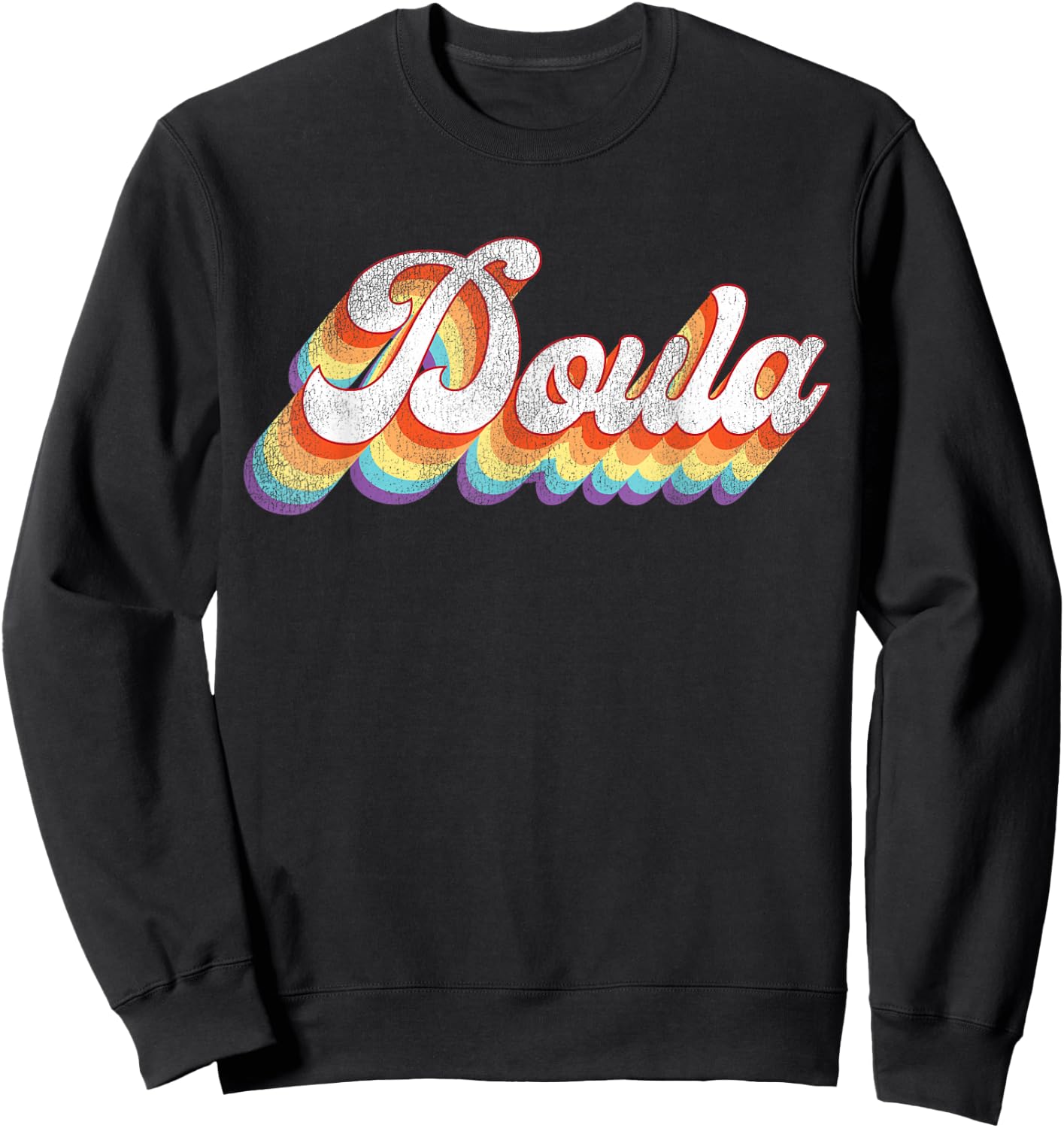 Doula Birth Worker Retro Vintage Doula Sweatshirt - Sweatshirt | Black