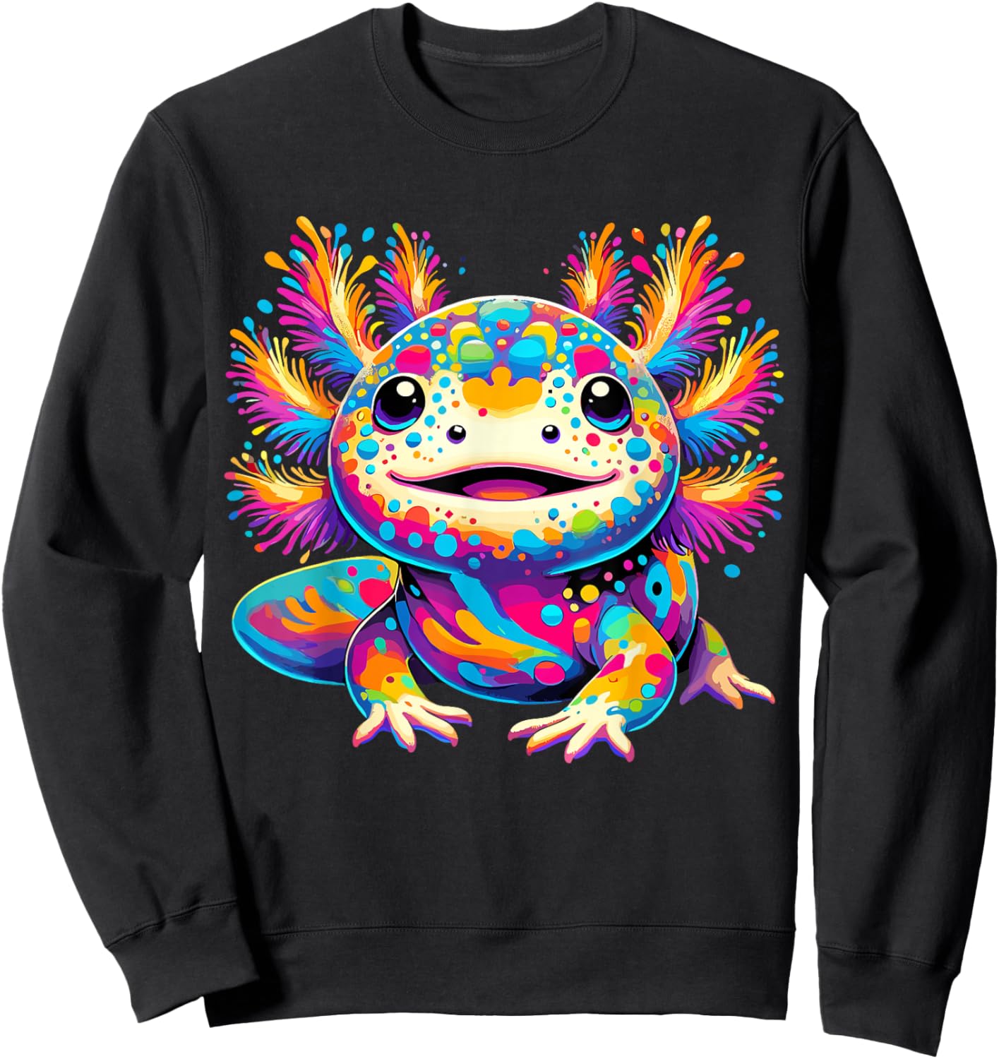 Axolotl Kawaii Colorful love Axolotls Sweatshirt - Sweatshirt | Black