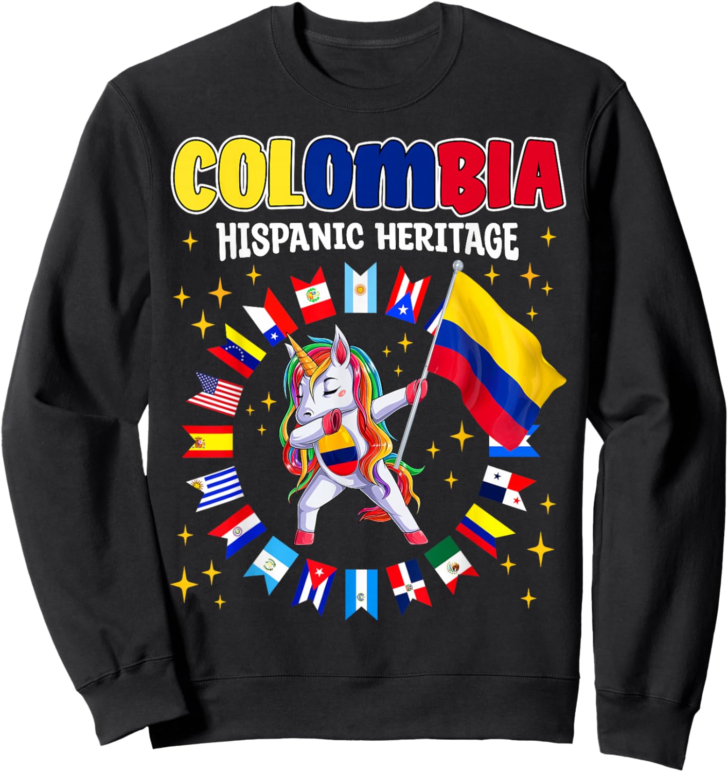 Hispanic Heritage Month Colombia kids boys girls toddlers Sweatshirt - Sweatshirt | Black