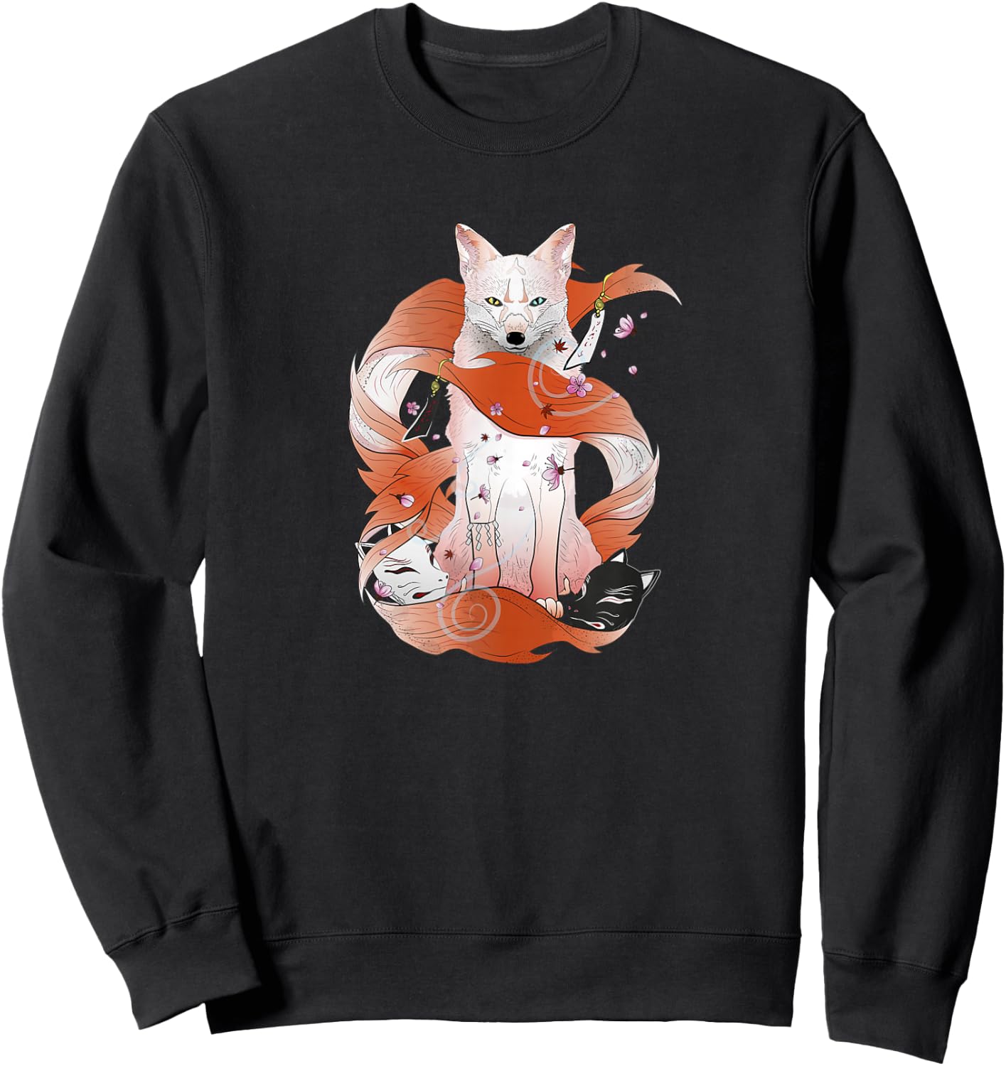 Kitsune Japanese Kami Inari Nine-Tailed Fox Fox Spirit Yokai Sweatshirt - Sweatshirt | Black