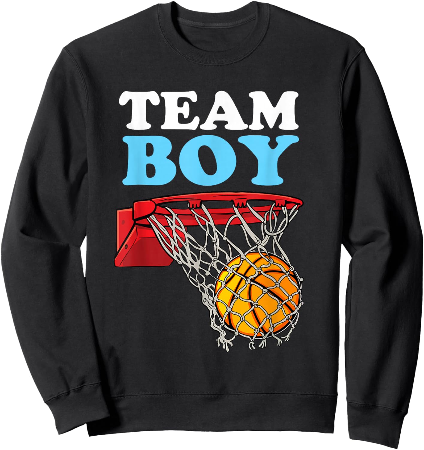 Team Boy Basketball Gender Reveal Blue Baby Shower Party Sweatshirt - Sweatshirt | Black