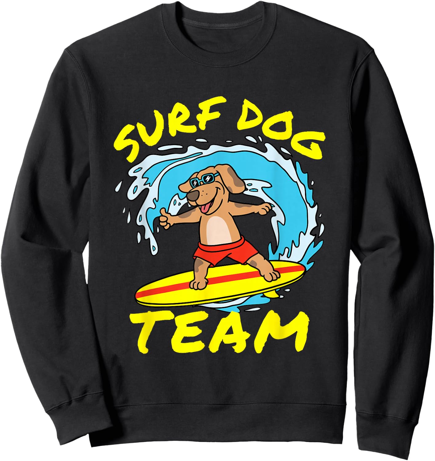 Dog Surfing Surf Dog Team Surfboard Wave Competition Sweatshirt - Sweatshirt | Black