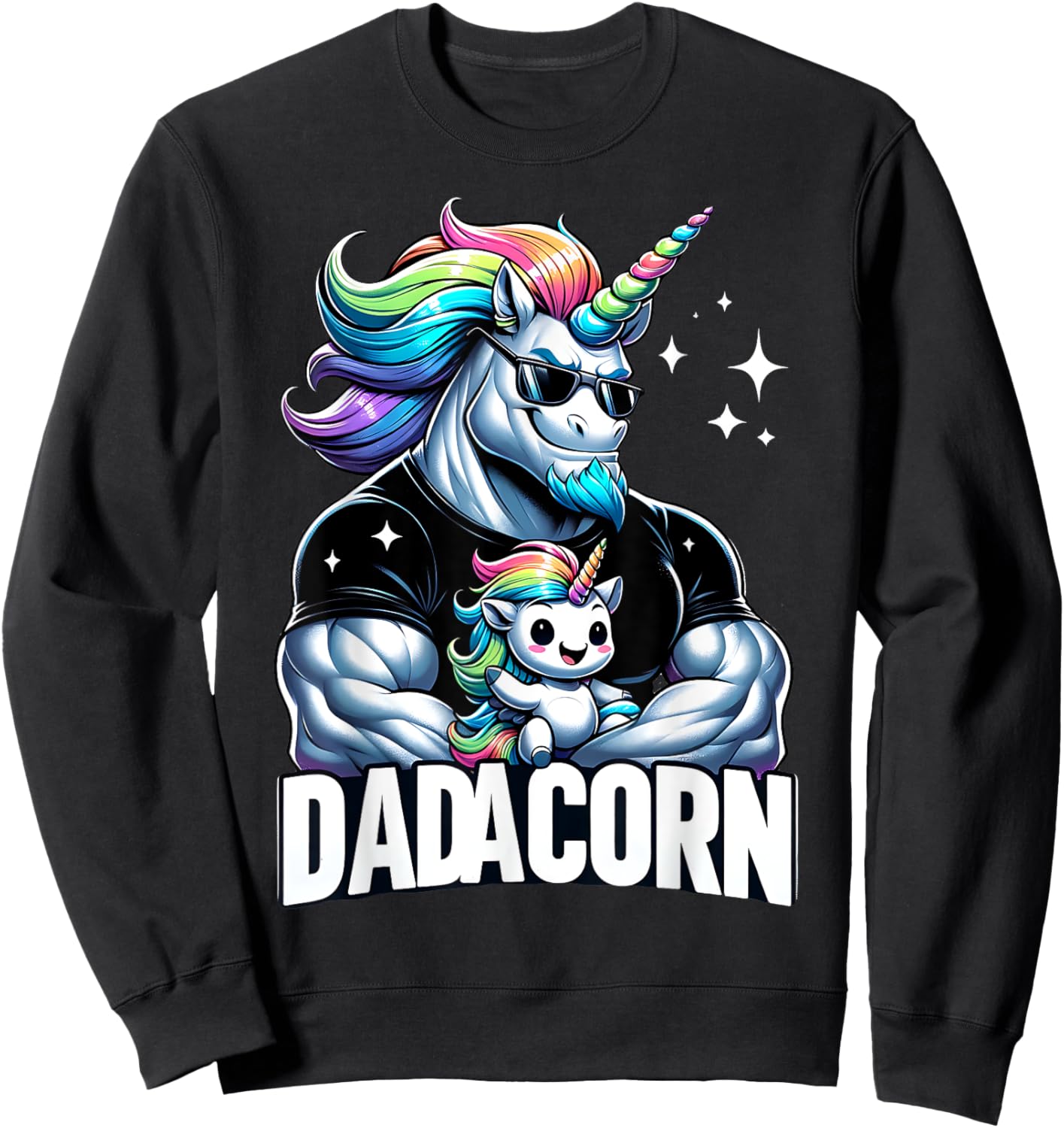 Father's Day Dadacorn Unicorn Dad and Son Daughter, Dadacorn Sweatshirt - Sweatshirt | Black