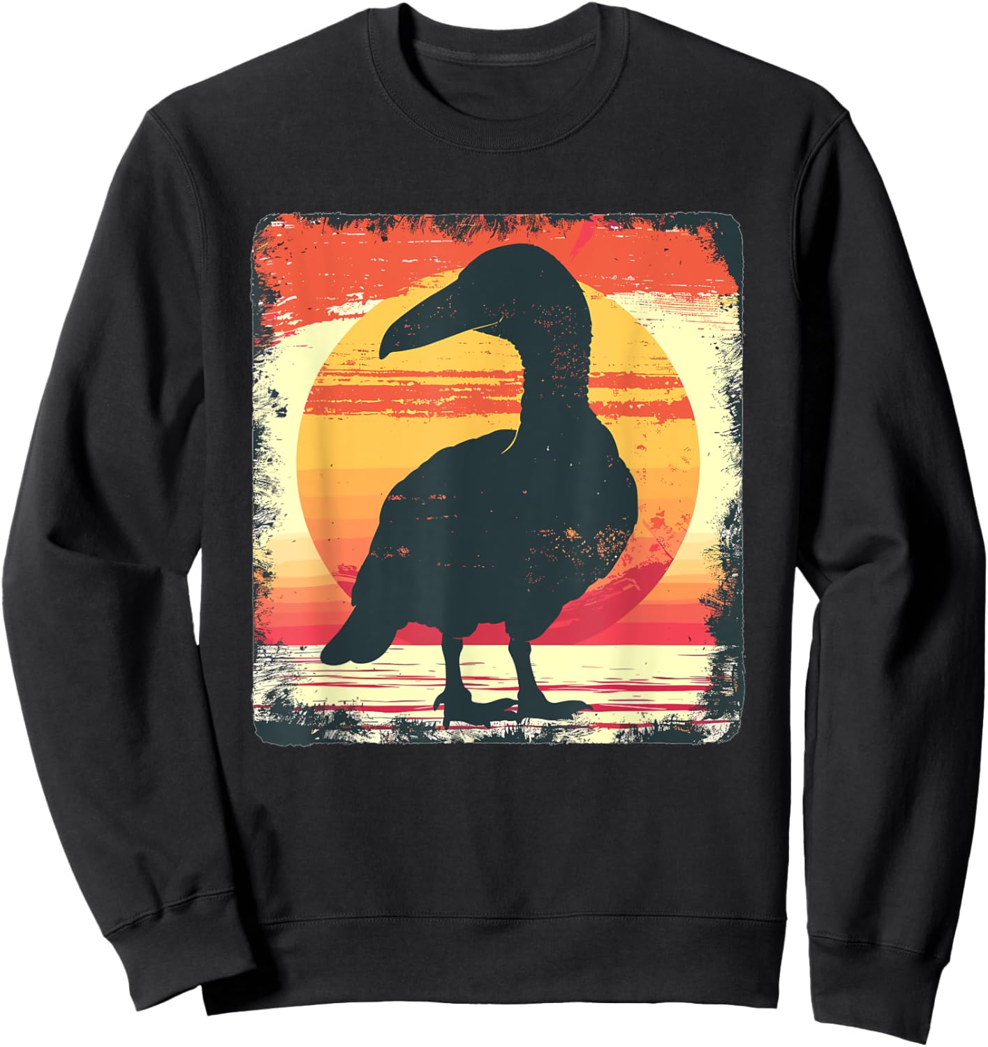 Retro Sunset Dodo Bird Sweatshirt - Sweatshirt | Black