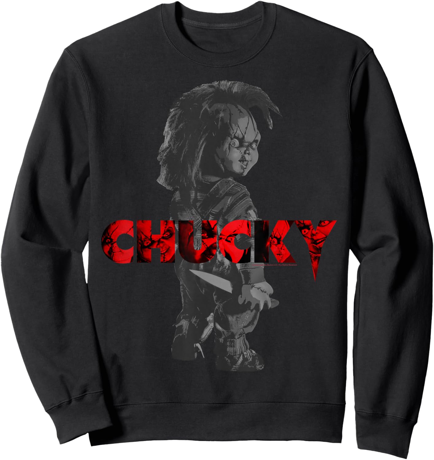 Child's Play Chucky Red Accent Logo Small Sweatshirt - Sweatshirt | Black