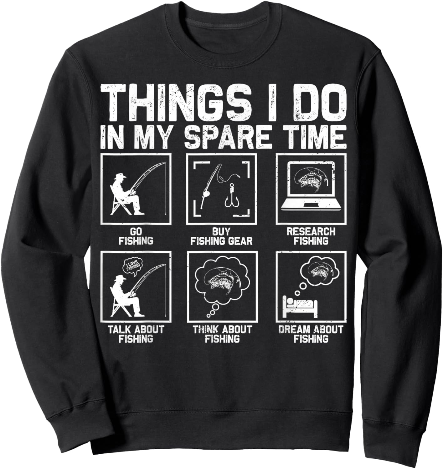Funny Fishing Bass Fish Dad Men Reel Cool Fishing Lover Sweatshirt - Sweatshirt | Black