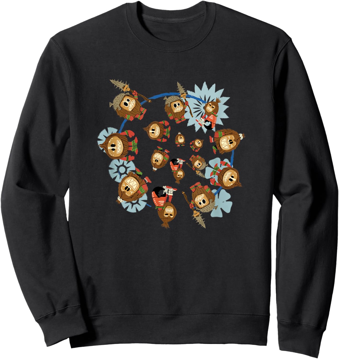 Disney Moana Kakamora Pirates Tribe Swirl Big Chest Poster Sweatshirt - Sweatshirt | Black