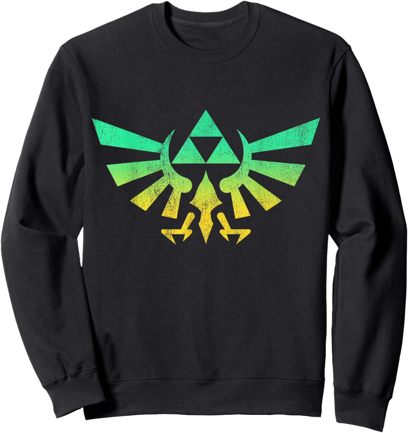 Legend of Zelda Triforce Green Fade Graphic Sweatshirt - Sweatshirt | Black