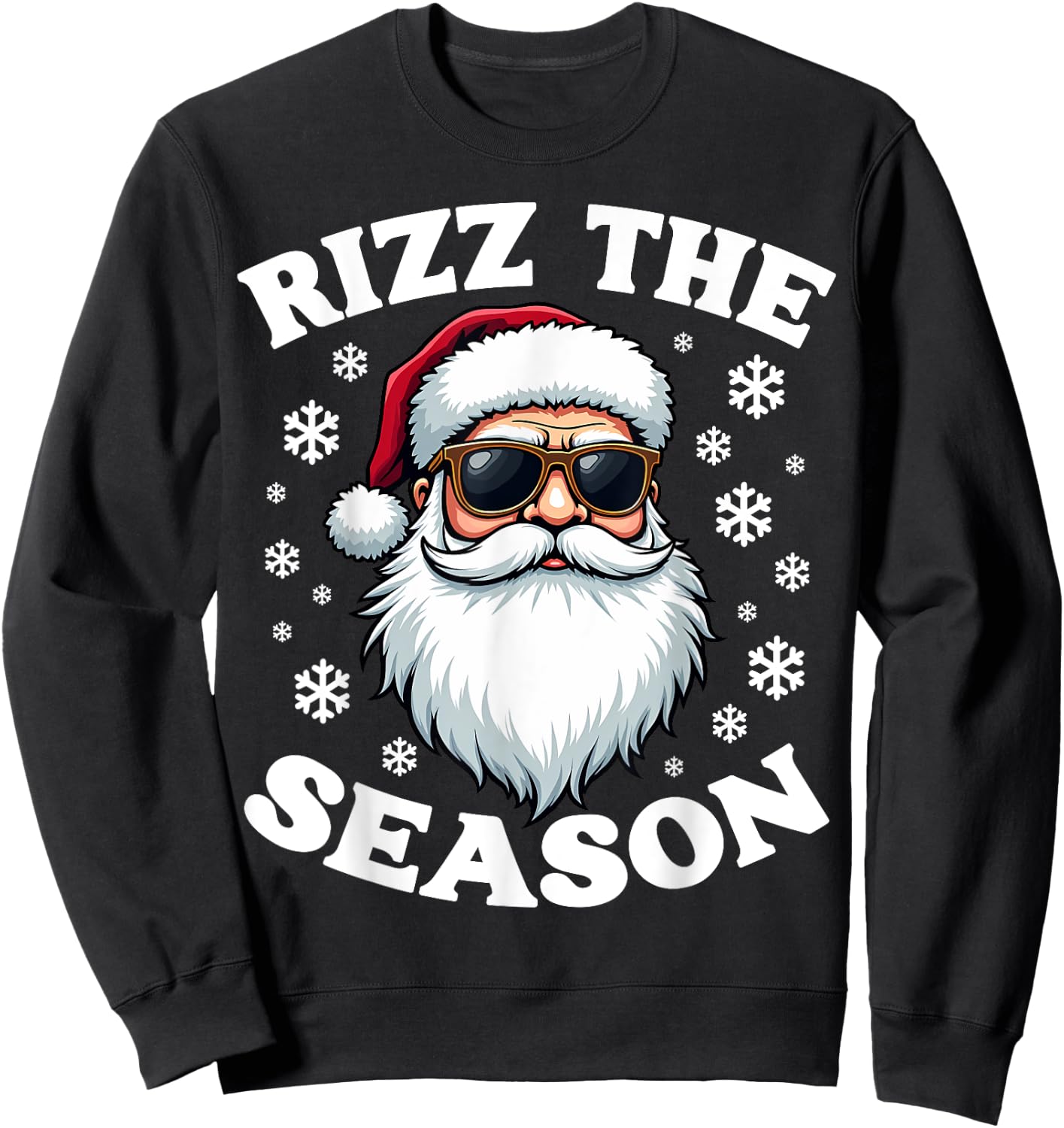 Rizz The Season Funny Christmas Charming Santa Silly Xmas Sweatshirt - Sweatshirt | Black