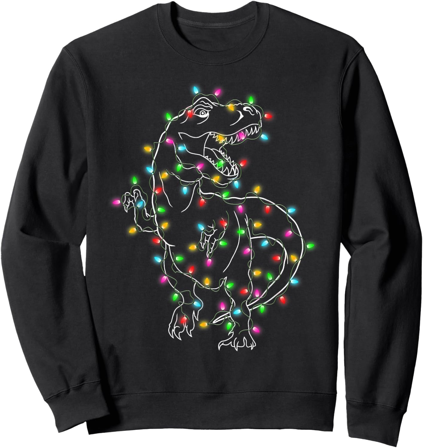 Dinosaur T-rex Tree Christmas Sweater Xmas Pet Dino Trex Sweatshirt - Sweatshirt | Black