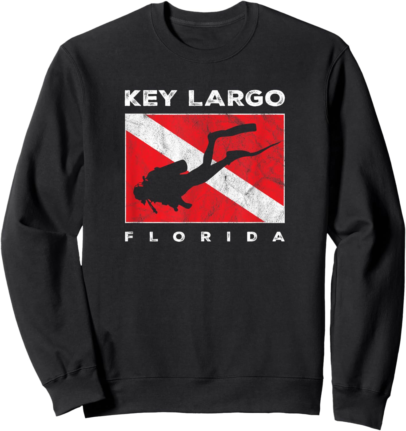 Key Largo Florida Scuba Dive Flag Souvenir Retro Sweatshirt - Sweatshirt | Black