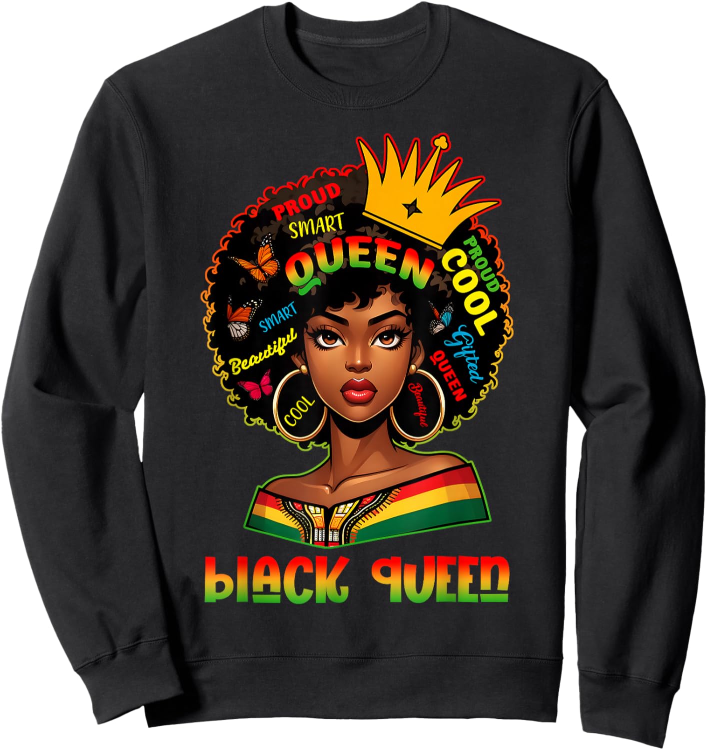 I Am Black History Month Women Girls Afro Black Queen Sweatshirt - Sweatshirt | Black