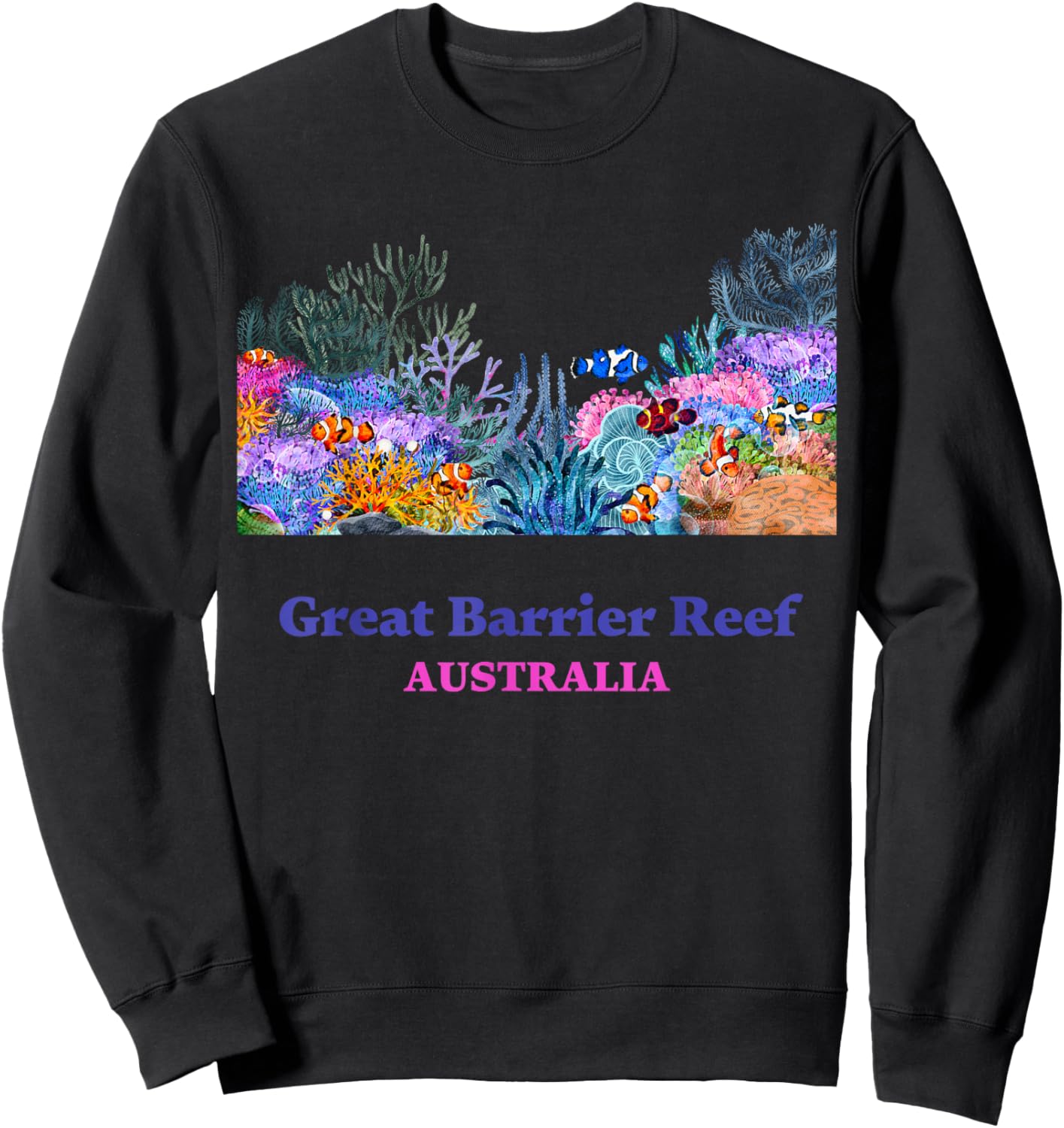 Great Barrier Reef Australia Tourist Vacation Souvenir Coral Sweatshirt - Sweatshirt | Black