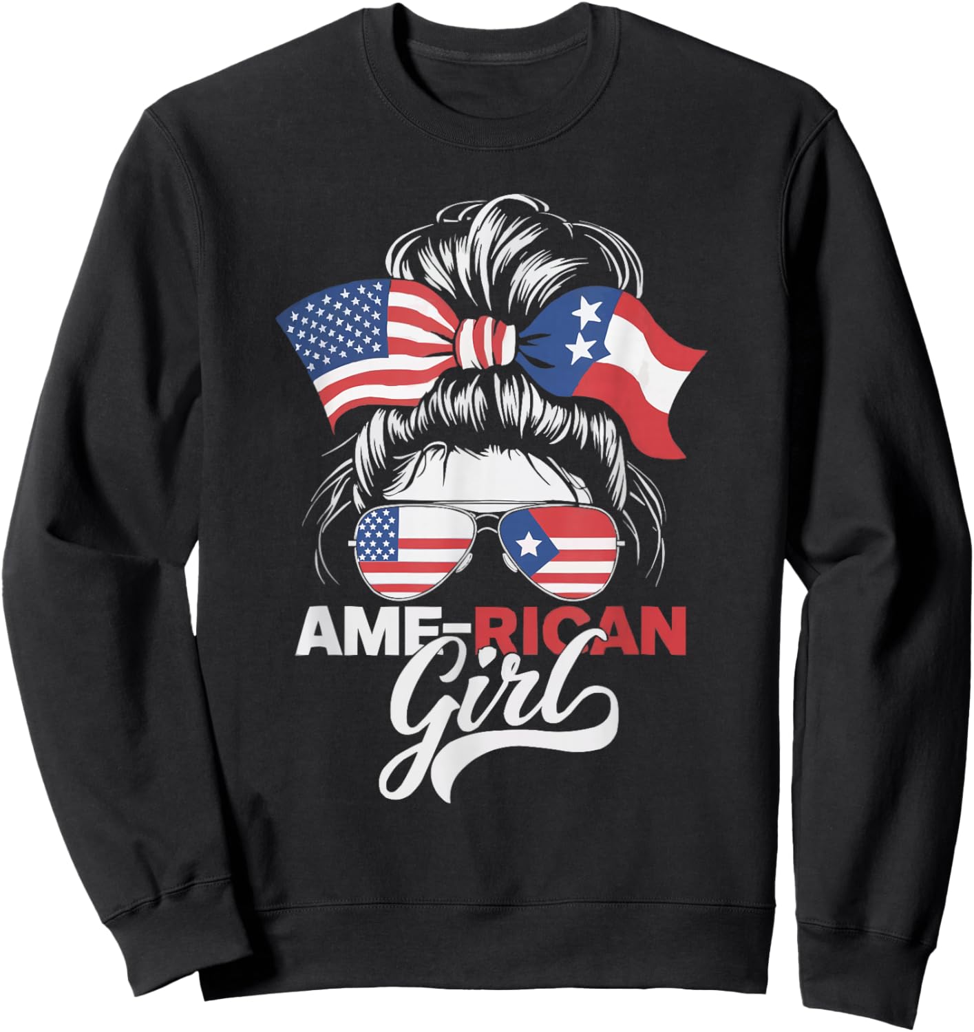 Half Puerto Rican Half American USA Flag Puerto Rico Sweatshirt - Sweatshirt | Black