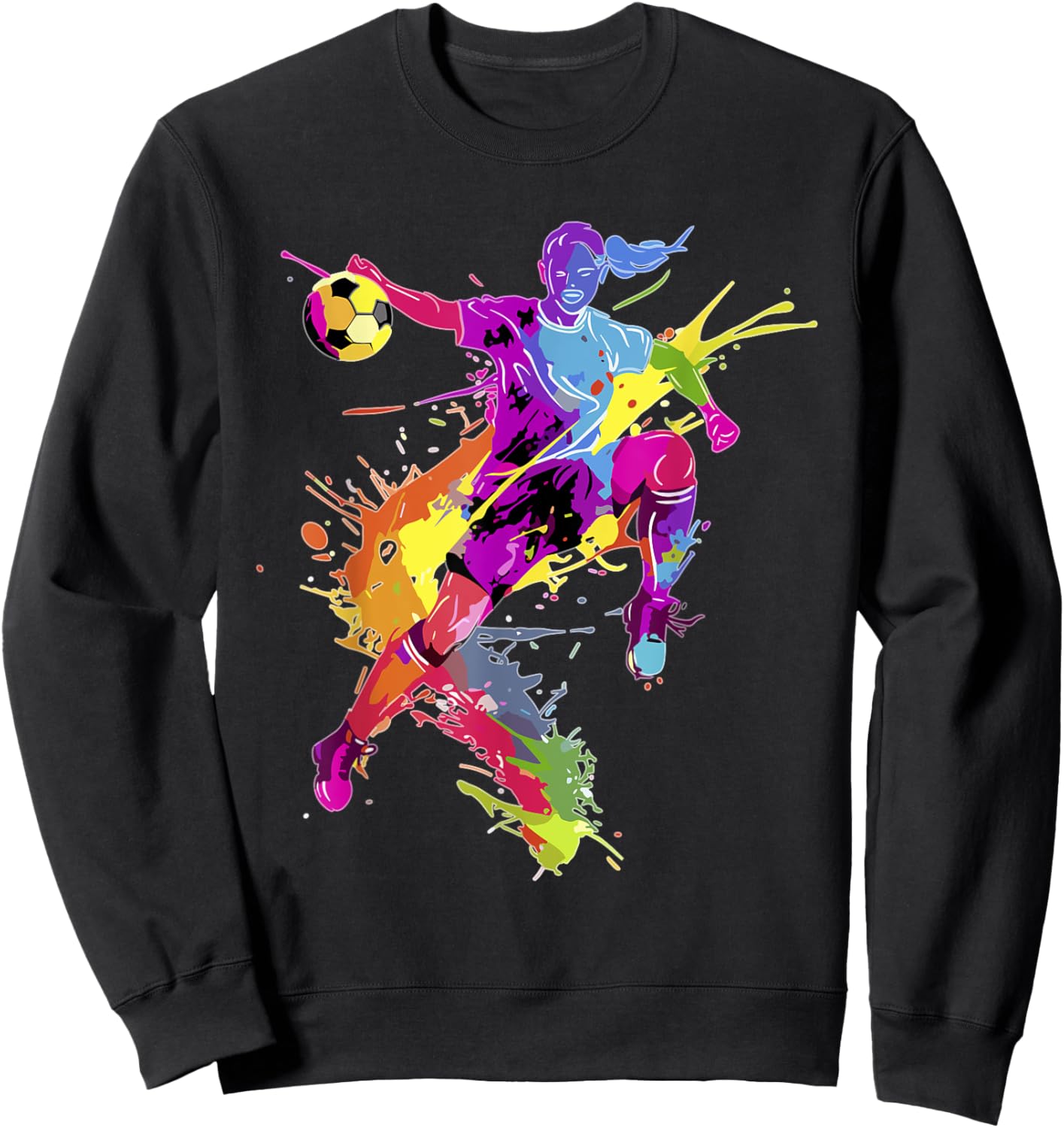 Soccer woman Paint splash Women's soccer Sweatshirt - Sweatshirt | Black