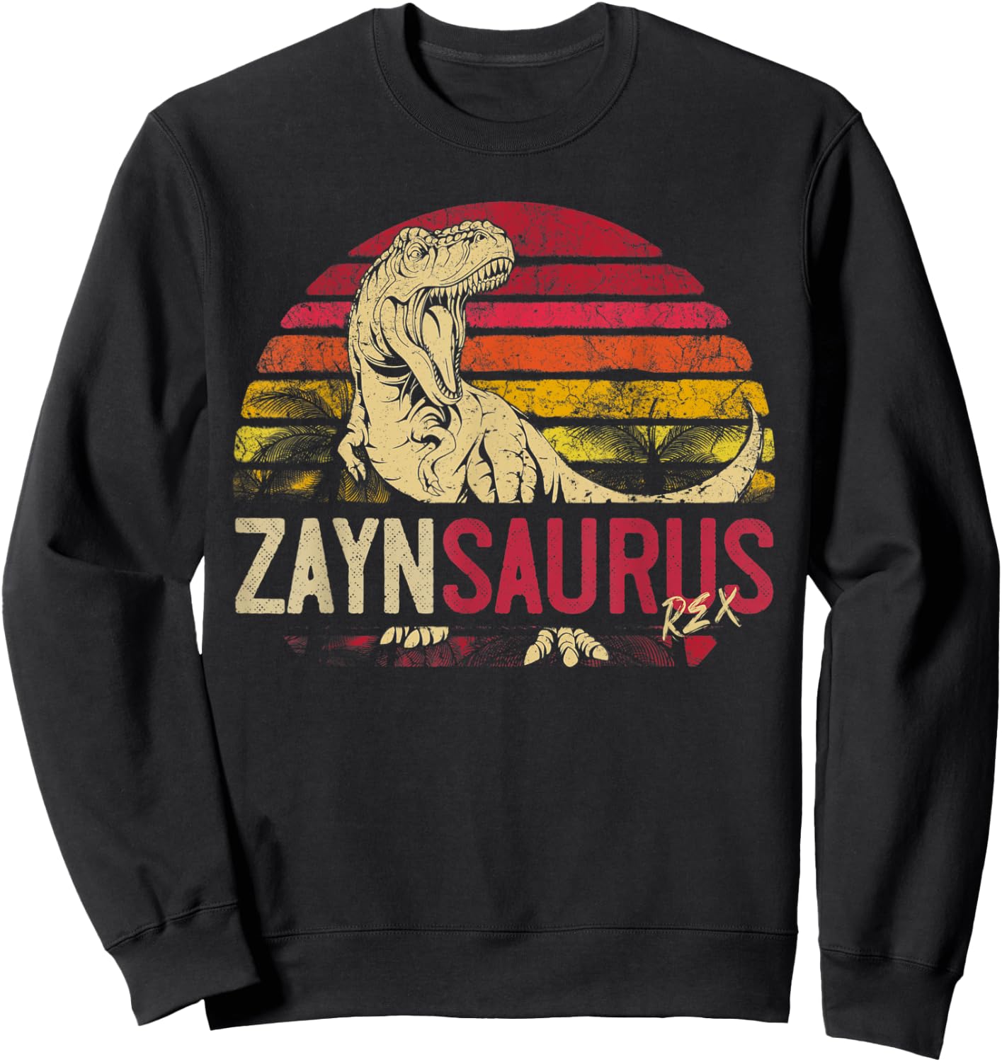 Zayn Saurus Funny Personalized Dinosaur T Rex Name Boys Gift Sweatshirt - Sweatshirt | Black