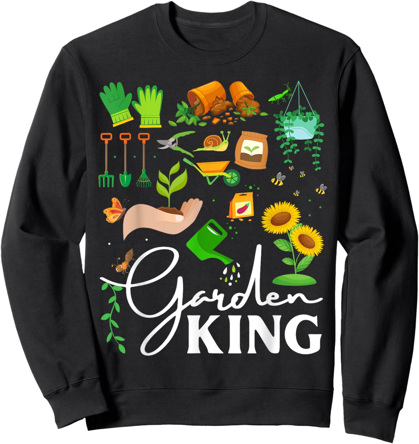Garden King Funny Gardening Lovers Vegetable Gifts Sweatshirt - Sweatshirt | Black