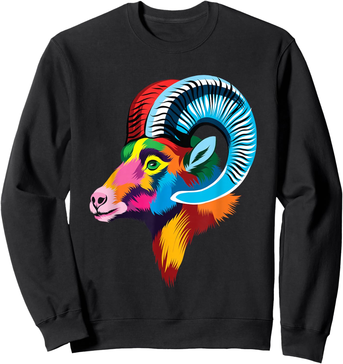 colorful bighorn sheep ram head for lovers Big Horn Mountain Sweatshirt - Sweatshirt | Black