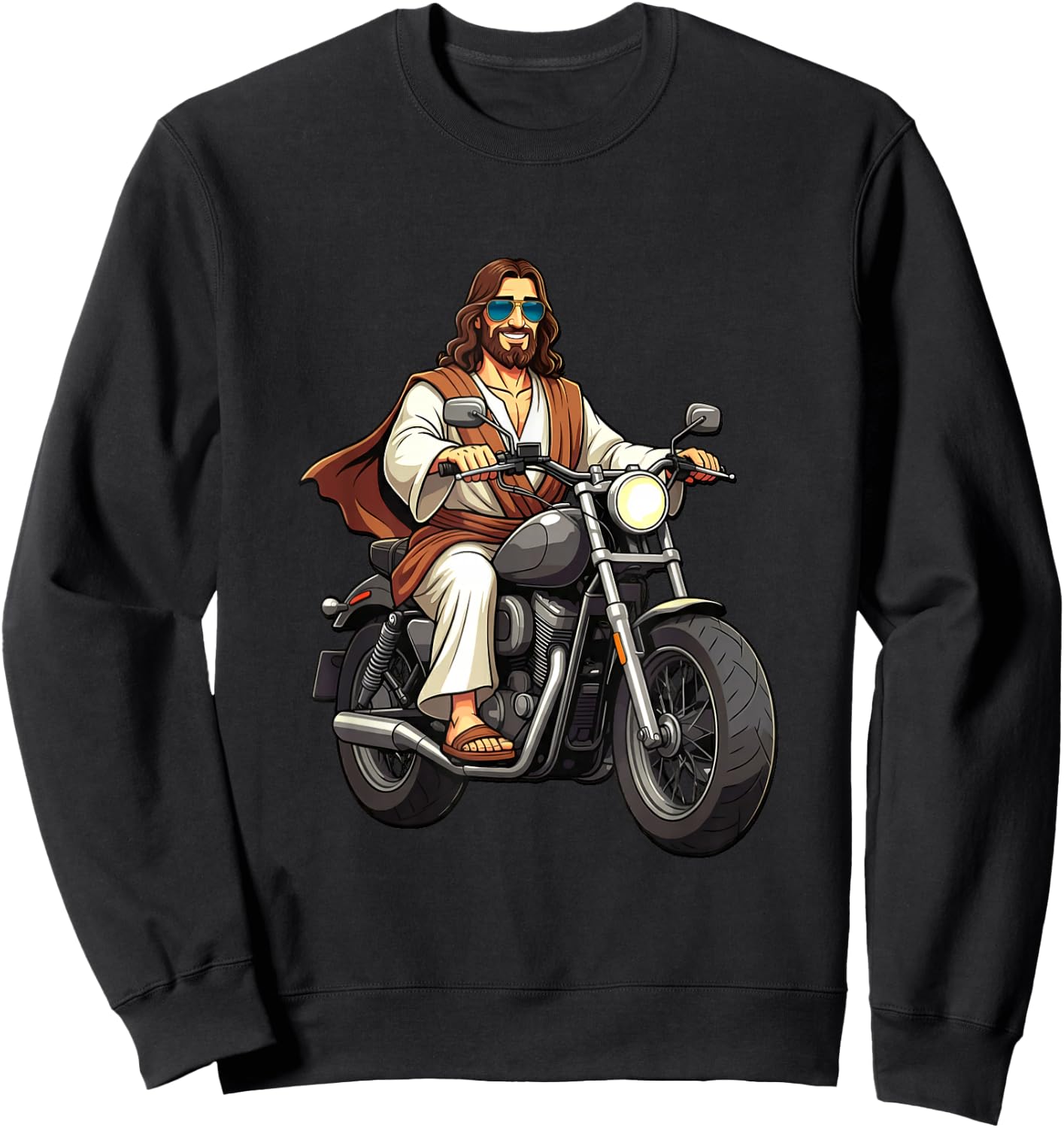 Jesus On A Motorcycle Sweatshirt - Sweatshirt | Black