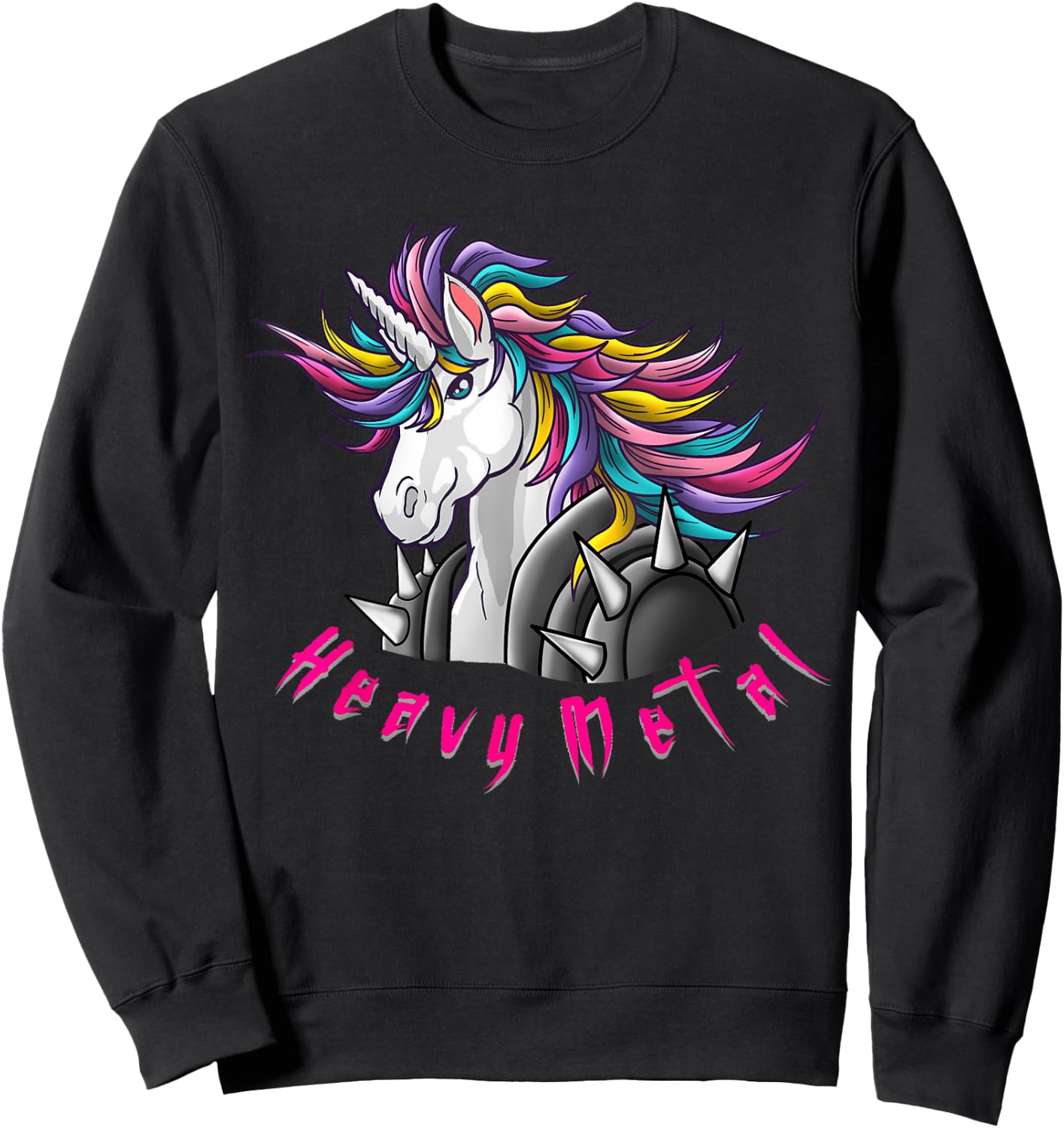 Unicorn Funny Heavy Metal Design Woman Kids Girls Sweatshirt - Sweatshirt | Black
