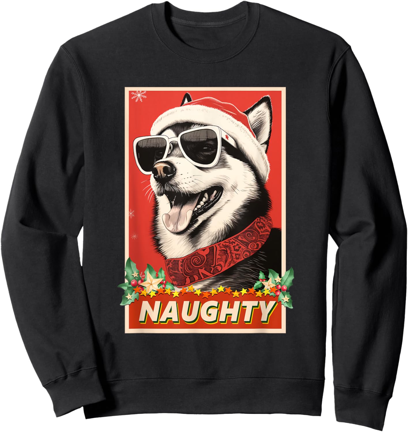 Funny Alaskan Klee Kai Christmas Naughty Sweatshirt - Sweatshirt | Black