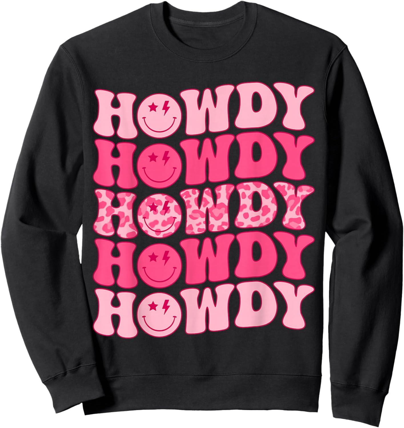 Groovy Howdy Western Girl Country Rodeo Pink Cowgirl Retro Sweatshirt - Sweatshirt | Black