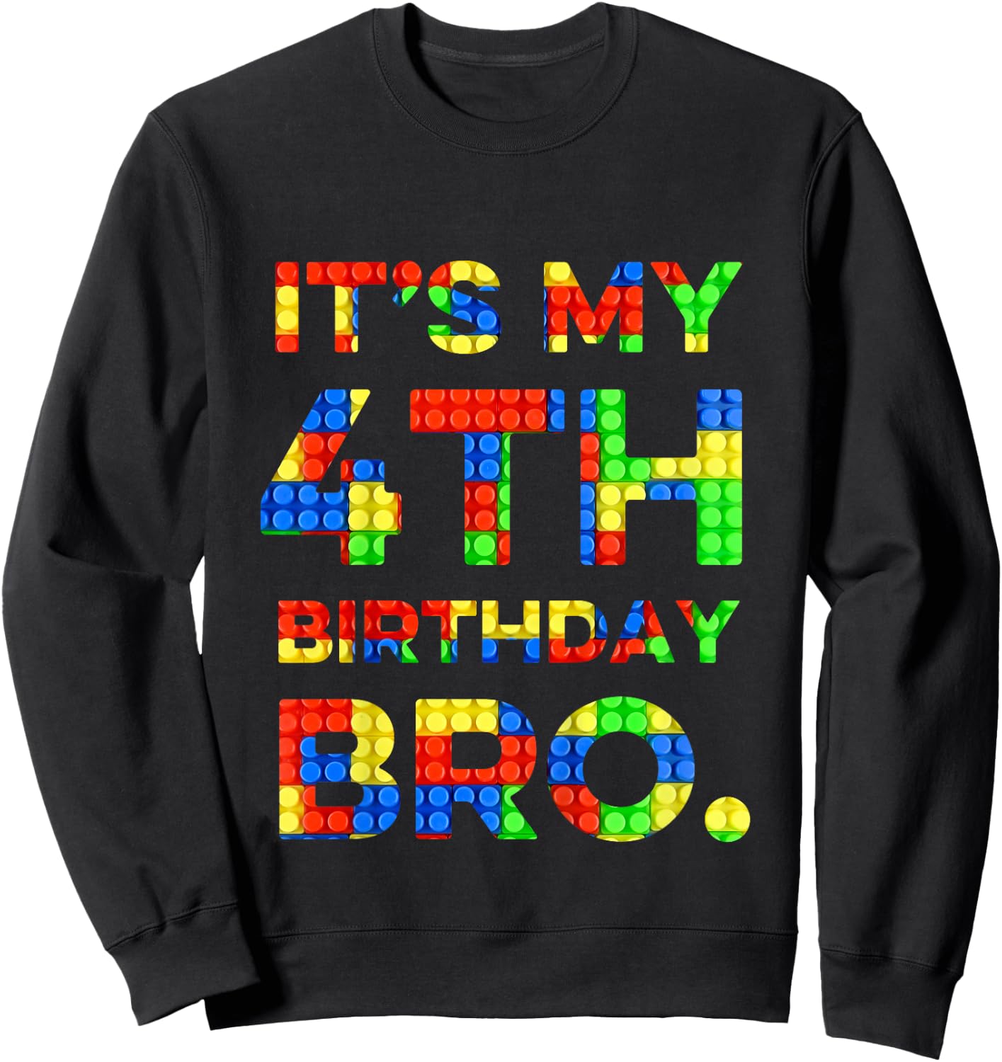 Kids Cute 4th Birthday Shirt 4 Years Old Block Building Boys Sweatshirt - Sweatshirt | Black