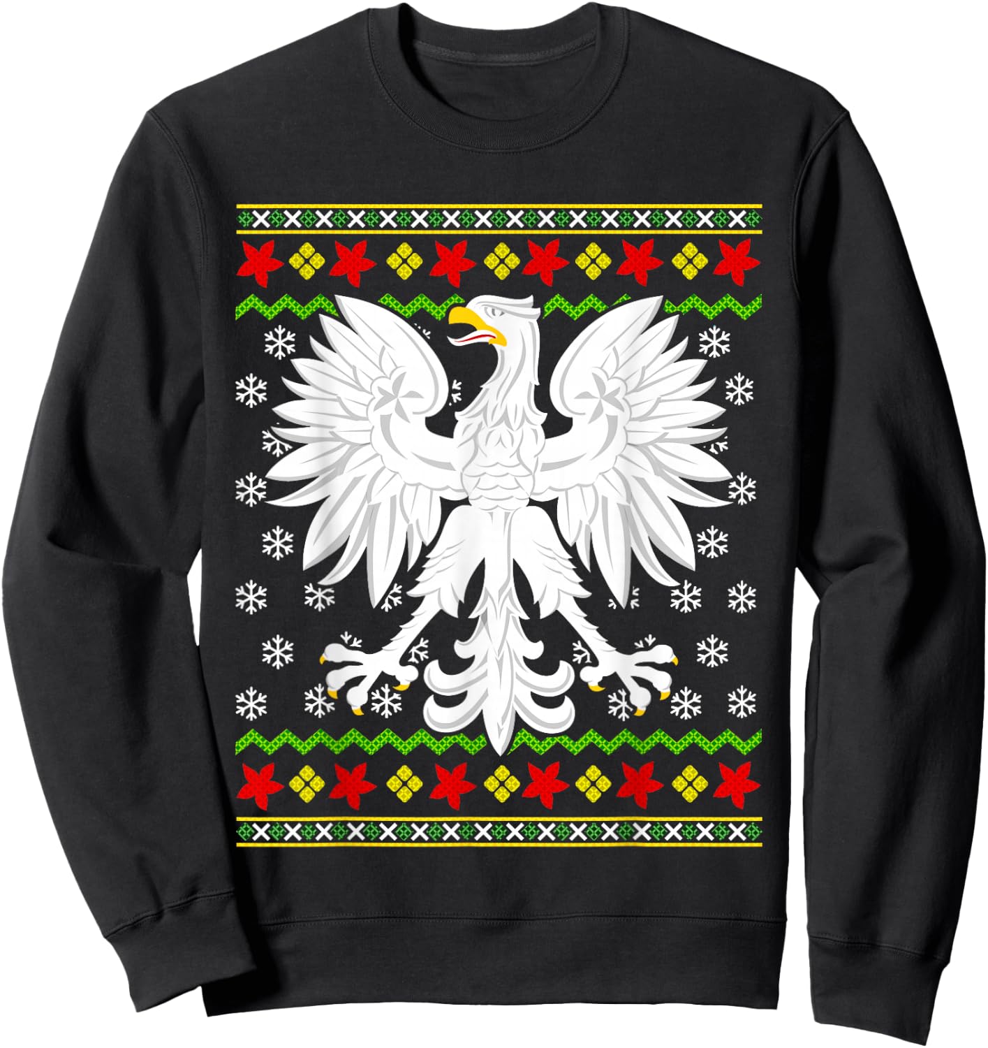Poland Polish Family Men Women Kids Mom Dad Couple Ugly Christmas Polish Polska Eagle Sweatshirt - Sweatshirt | Black