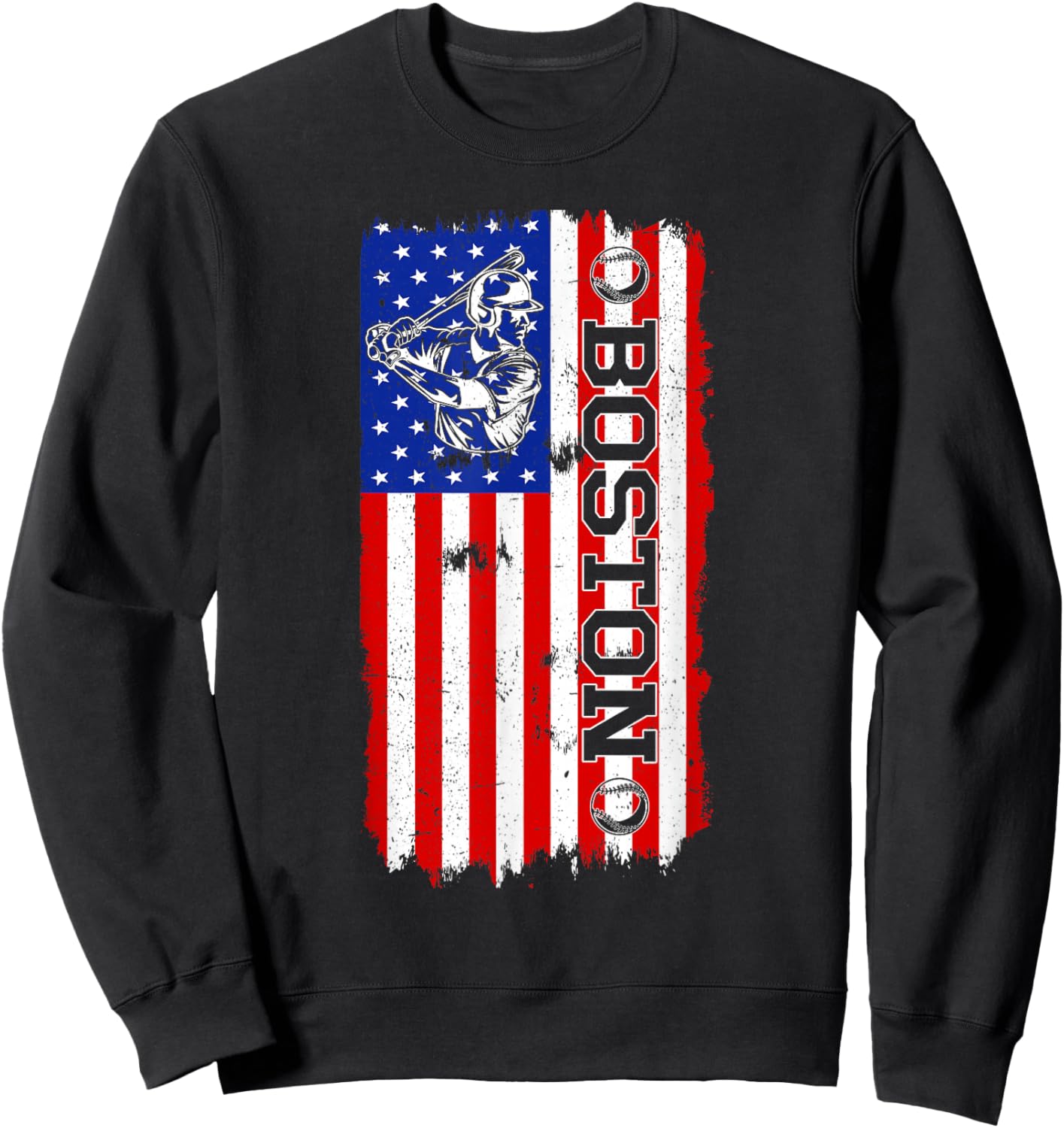 Vintage Style Boston Baseball and Men Sweatshirt - Sweatshirt | Black