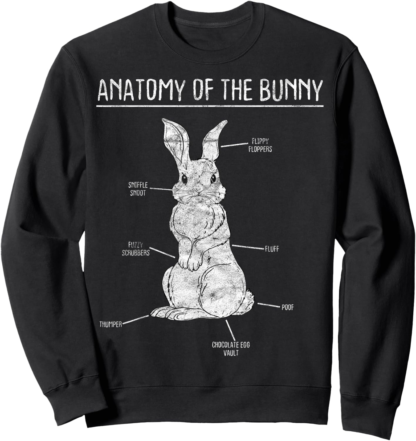 Rabbit Anatomy Bunny Lover Animal Pet Owner Gift Sweatshirt - Sweatshirt | Black