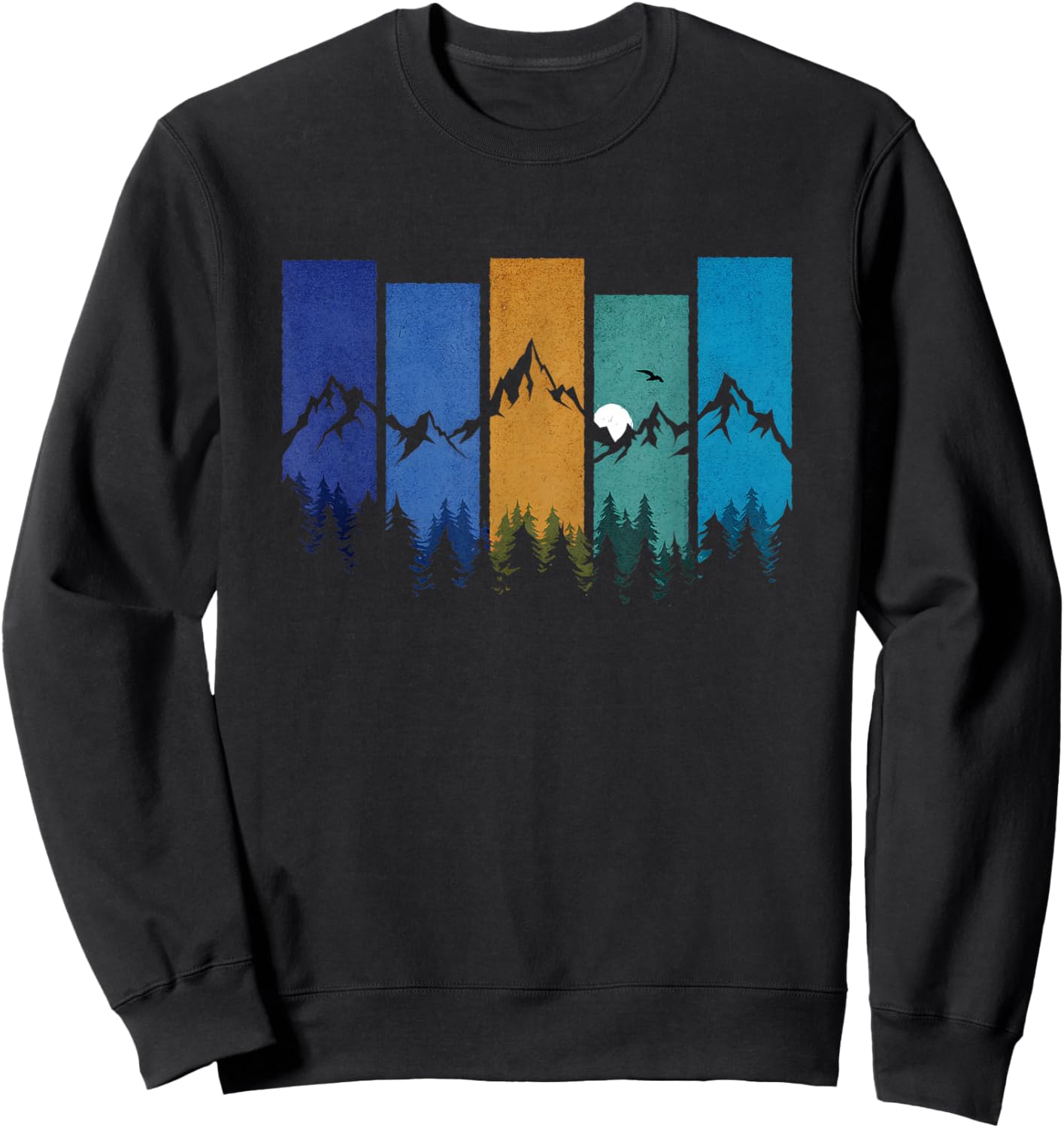 Trees Mountains Moon Adventure Outdoor Wildlife Forest Sweatshirt - Sweatshirt | Black