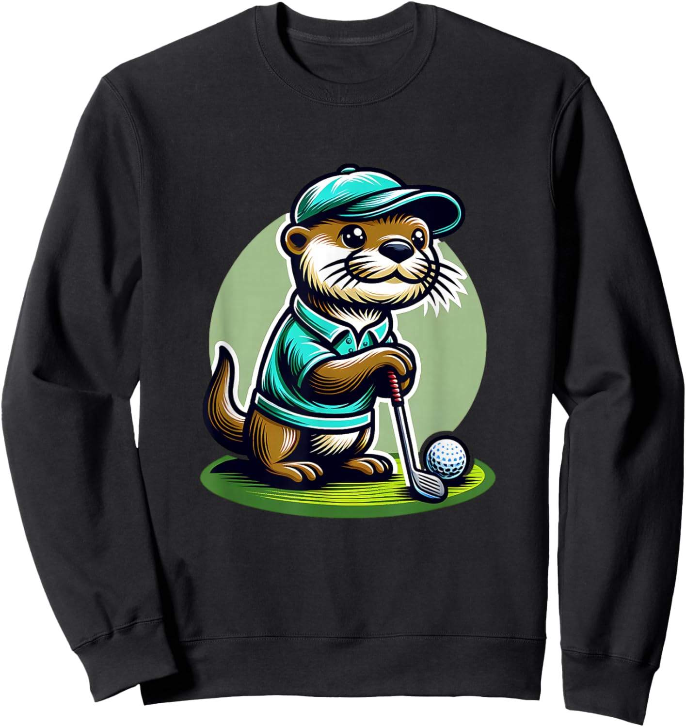 Retired Otter Golfer On Golf Course With Golfclub Sweatshirt - Sweatshirt | Black