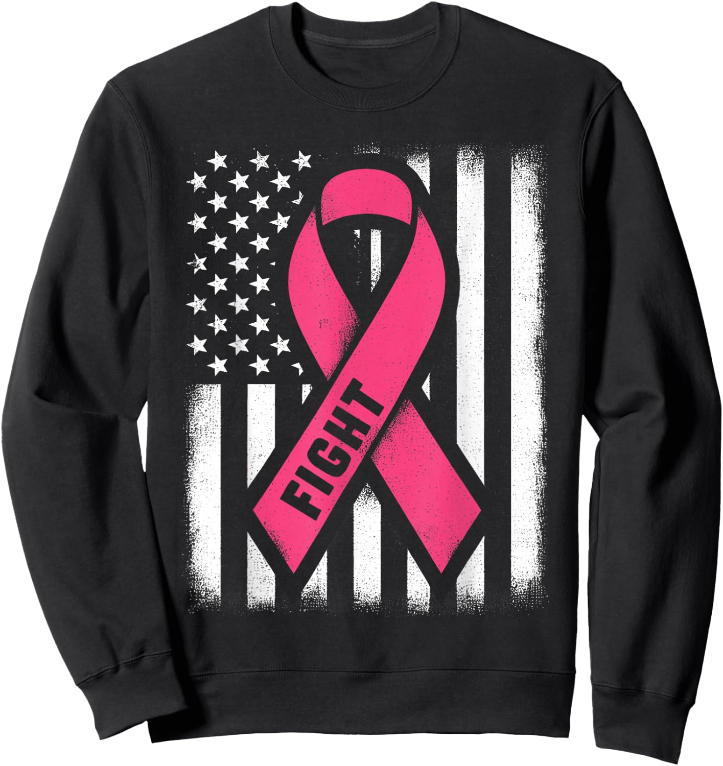 Fight Breast Cancer Shirts Breast Cancer Flag Shirt Sweatshirt - Sweatshirt | Black