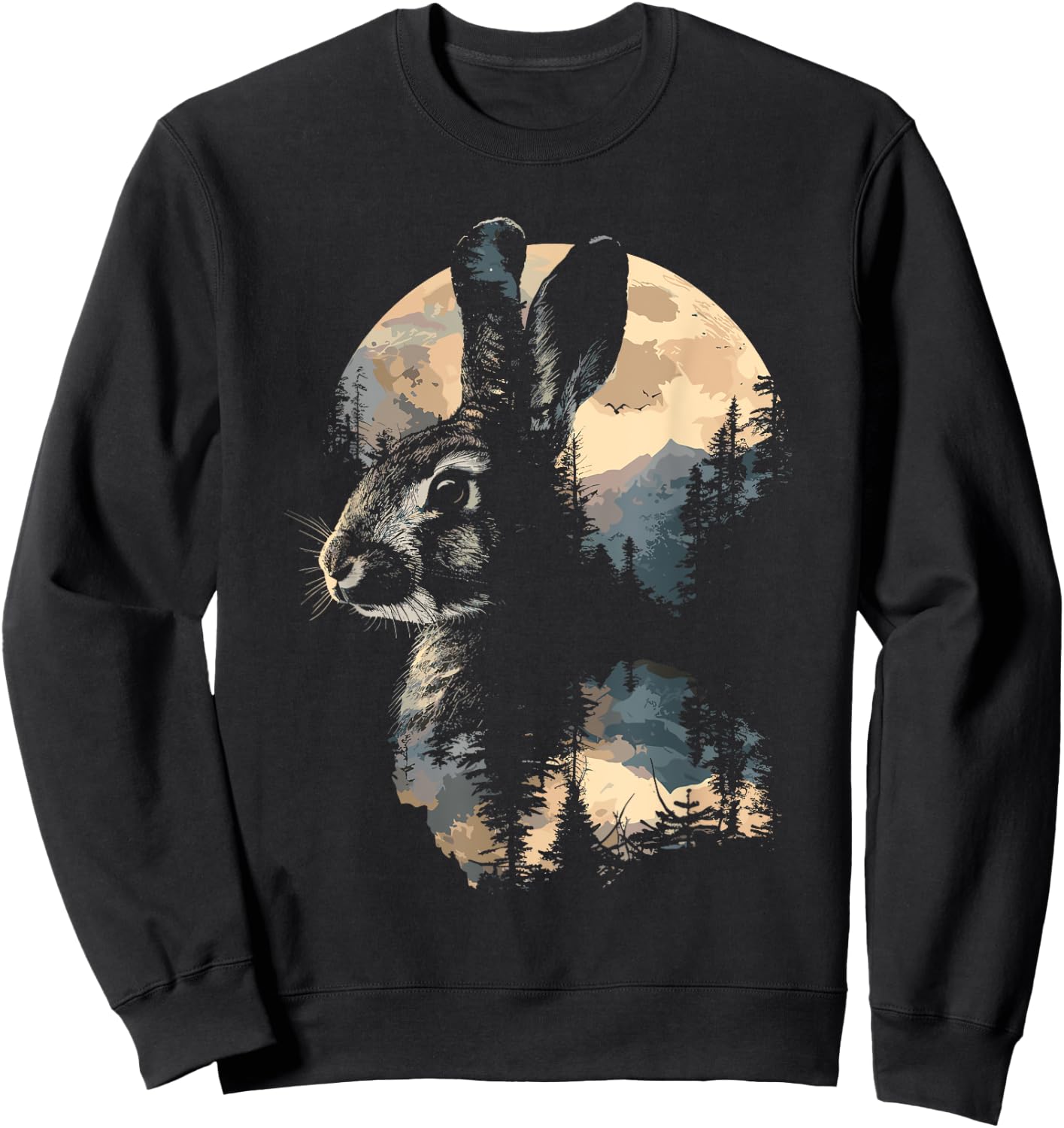 Rabbit Mountain Landscape Nature Wildlife Sweatshirt - Sweatshirt | Black