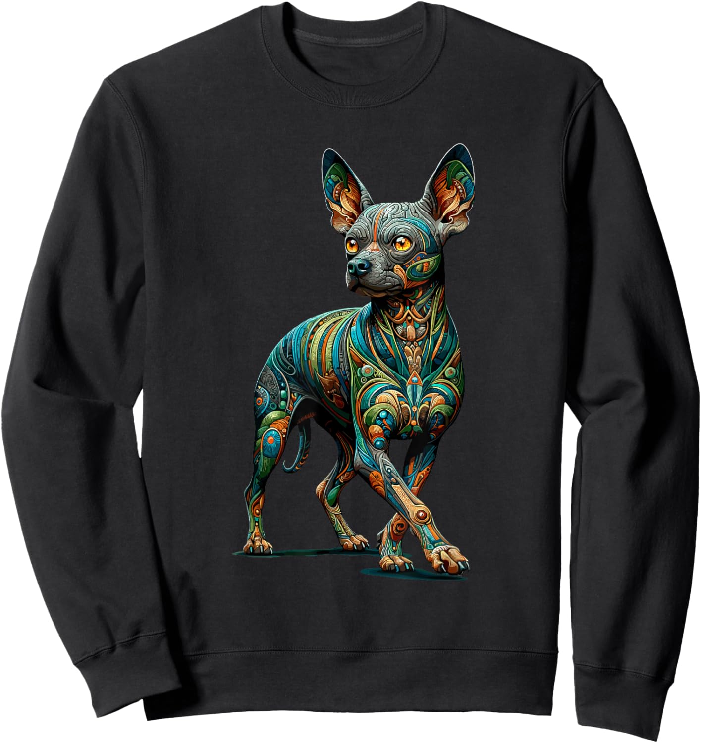 Laroli Aesthetic Art Mandala Art Mexican Hairless Dog Xoloitzcuintli Sweatshirt - Sweatshirt | Black