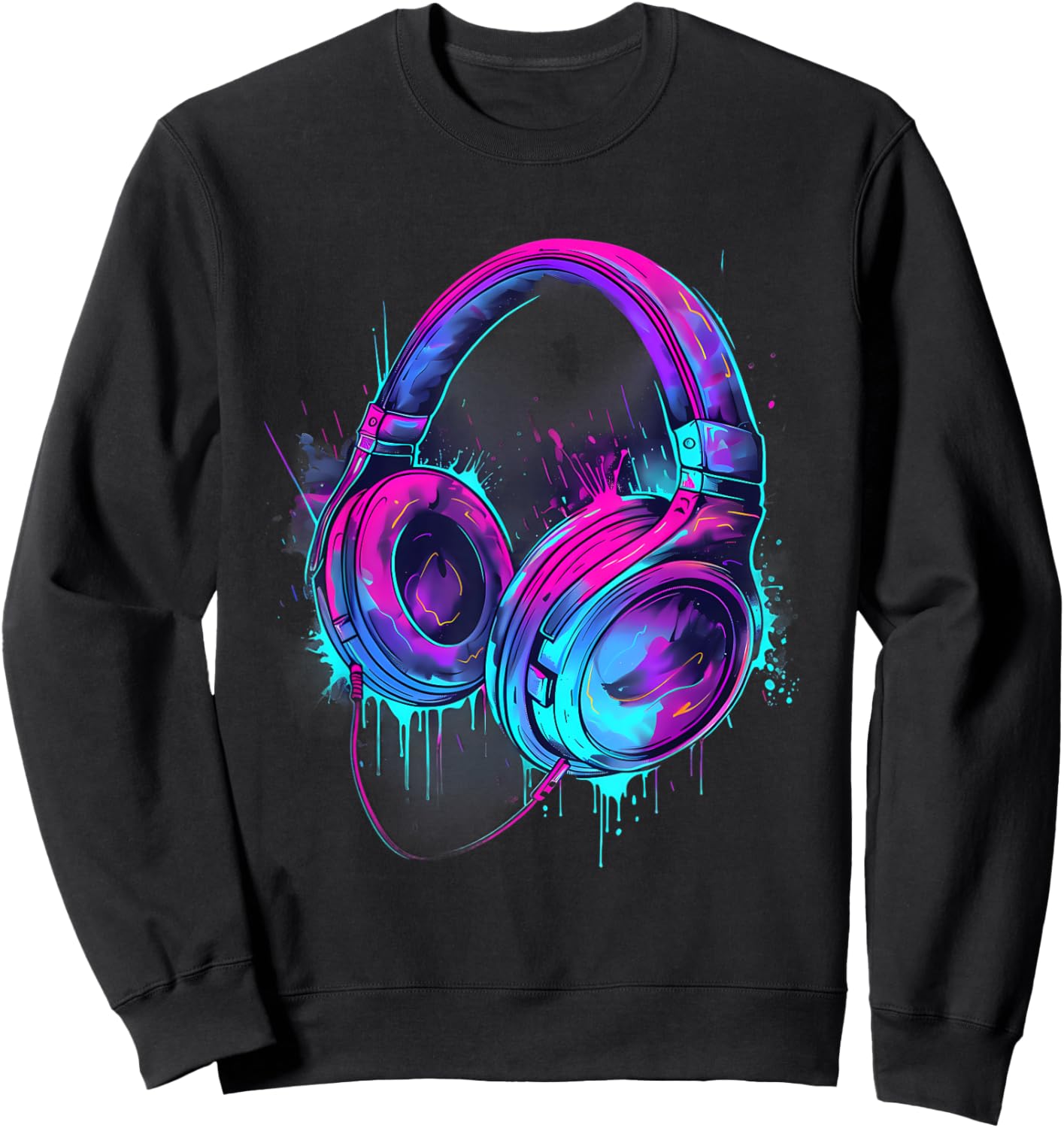 Headphones Music DJ Music Lover Music Headphones EDM Splash Sweatshirt - Sweatshirt | Black