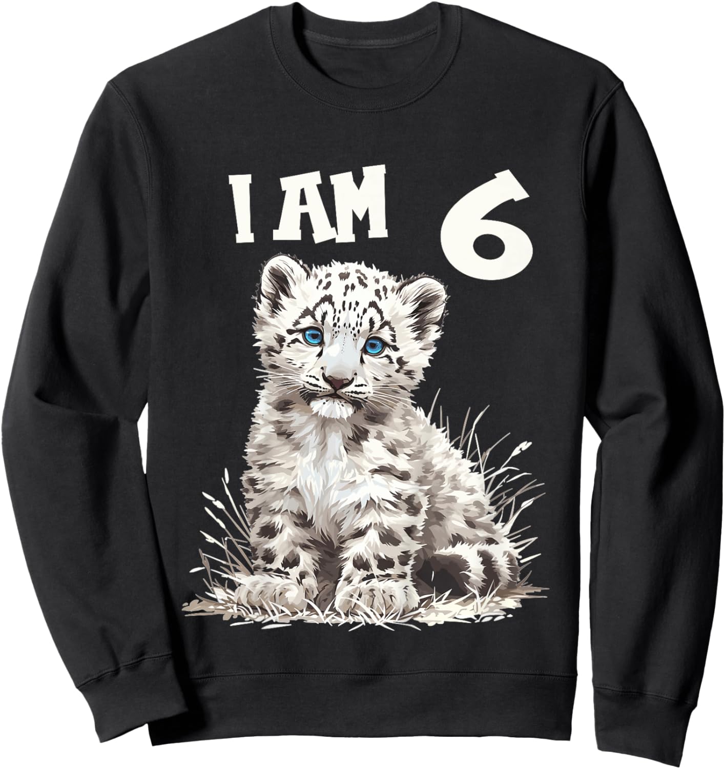 Kids 6 Years old 6 birthday Snow Leopards Boy girl Snow Leopard Sweatshirt - Sweatshirt | Black