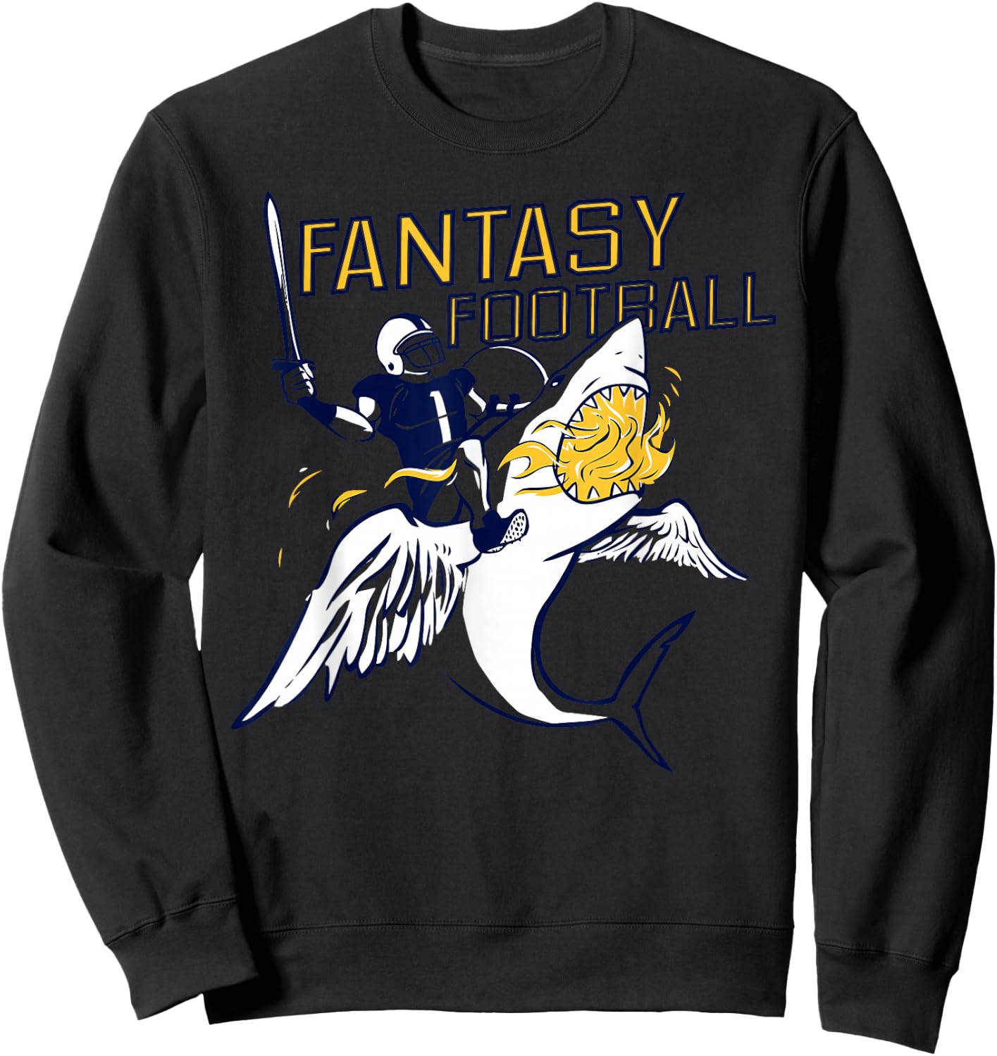 Fantasy Football Shark Funny Draft Sweatshirt - Sweatshirt | Black