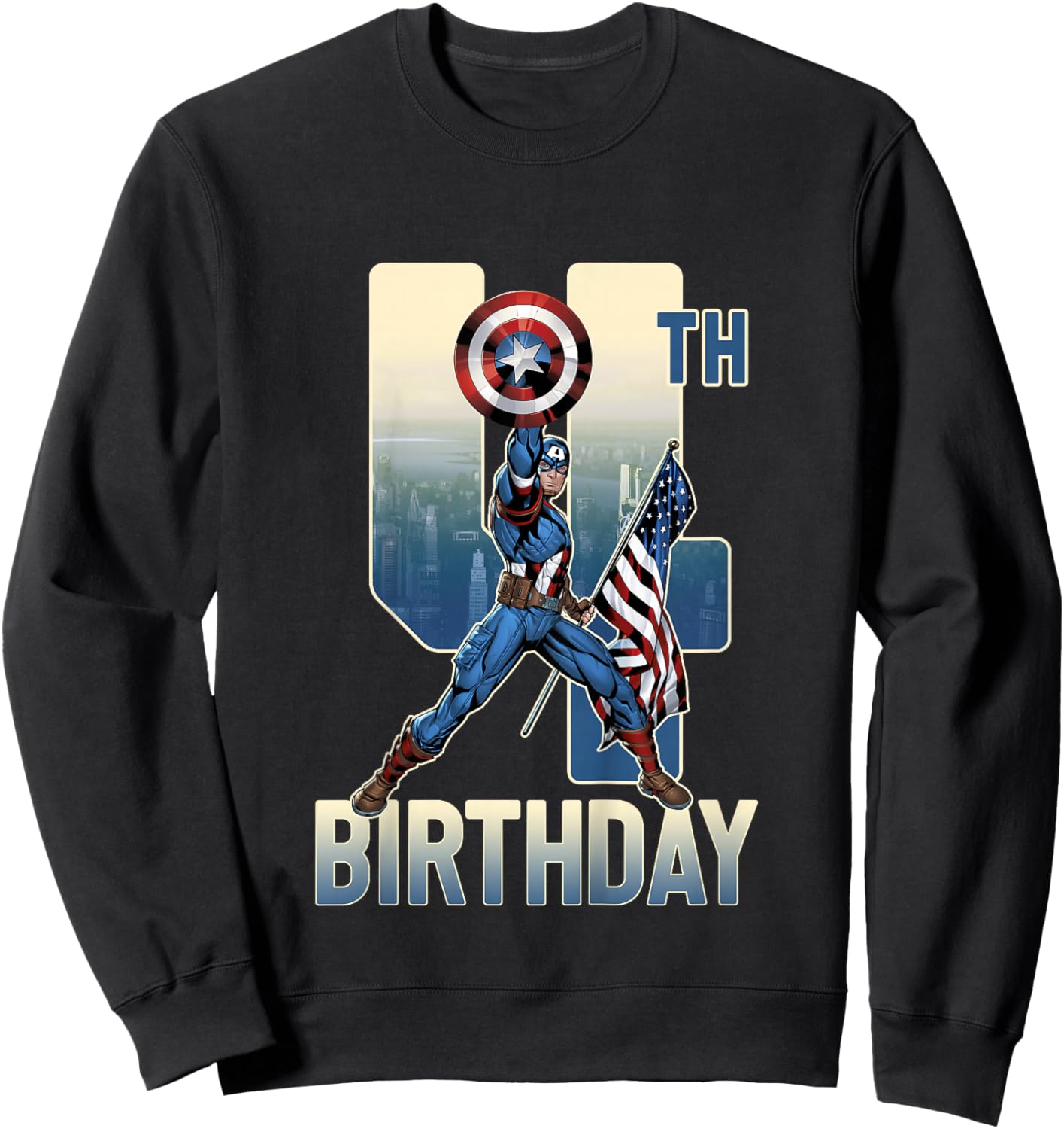 Kids Marvel Avengers Classic Captain America Epic 4th Birthday Sweatshirt - Sweatshirt | Black