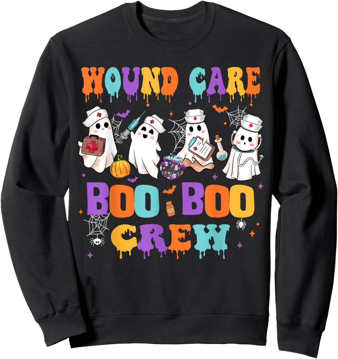 Wound Care Nurse Boo Boo Crew Nurse Halloween Squad Nurse Sweatshirt - Sweatshirt | Black
