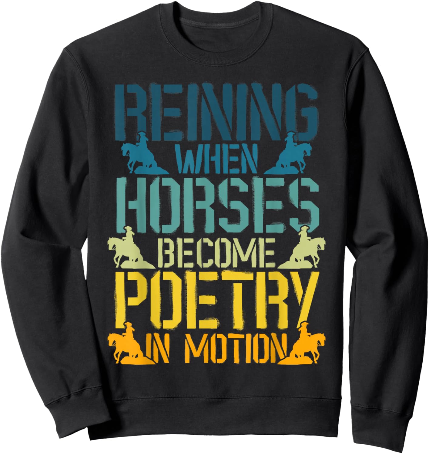 Sliding Stop Reining Horse Equestrian Western Riding Sweatshirt - Sweatshirt | Black