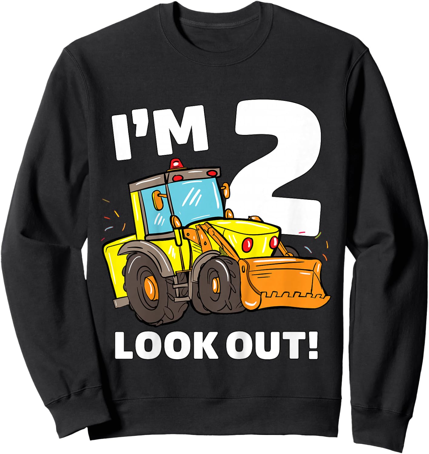 Kids Construction Truck 2nd Birthday Boy 2 Two Bulldozer Sweatshirt - Sweatshirt | Black