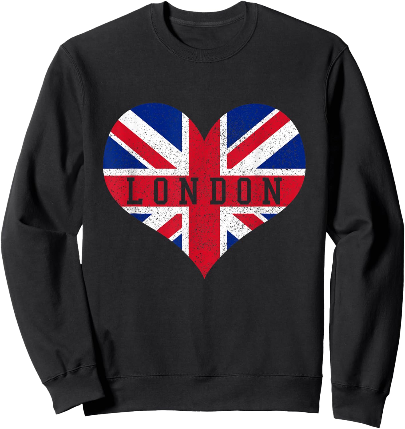 London - Heart Flag Union Jack UK England Souvenir Gift Sweatshirt - Sweatshirt | Black