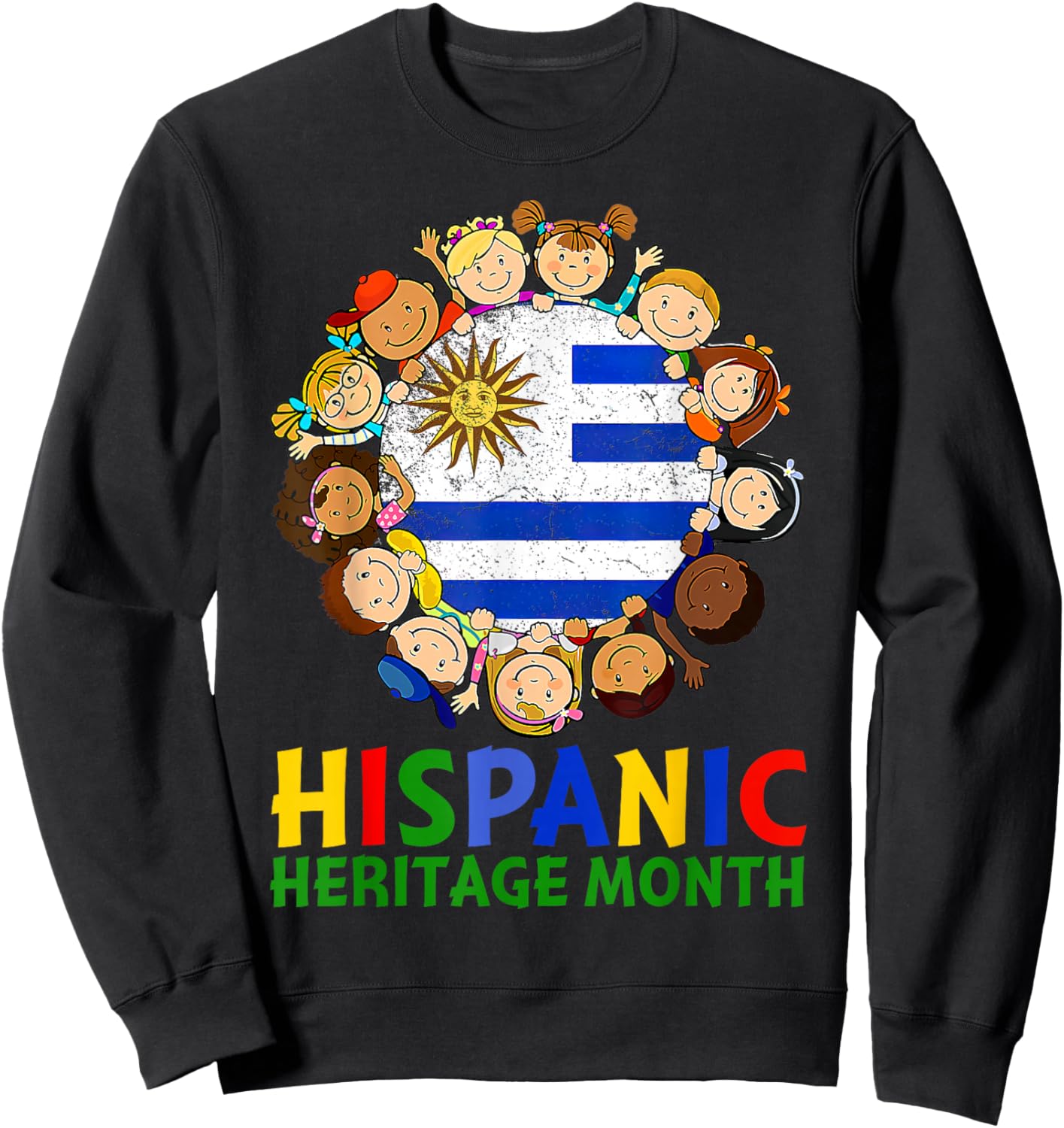 Hispanic Heritage Month Uruguay Kids Boys Girls Sweatshirt - Sweatshirt | Black