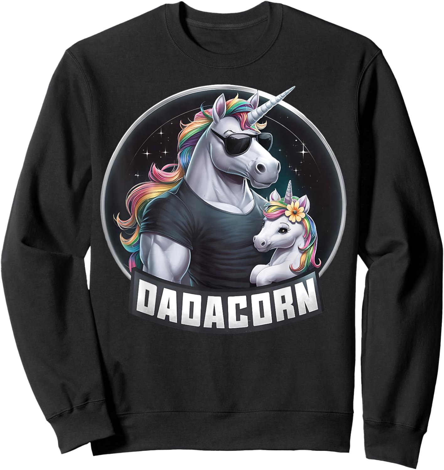 Father's Day Dadacorn Baby Unicorn Dad, Daddy Funny Dadacorn Sweatshirt - Sweatshirt | Black