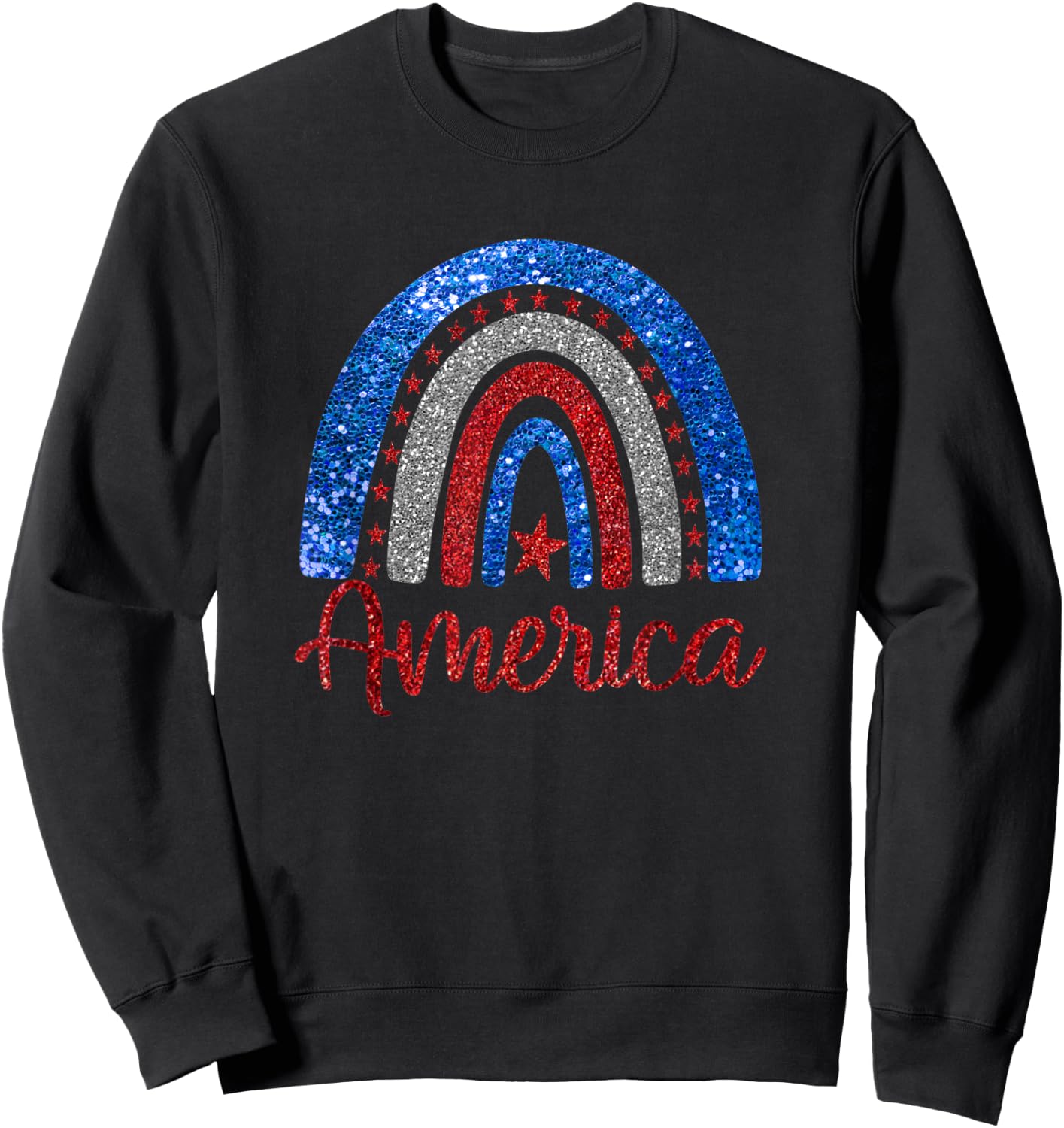 Patriotic Rainbow AMERICA Love USA Scandinavian Rainbow Art Sweatshirt - Sweatshirt | Black