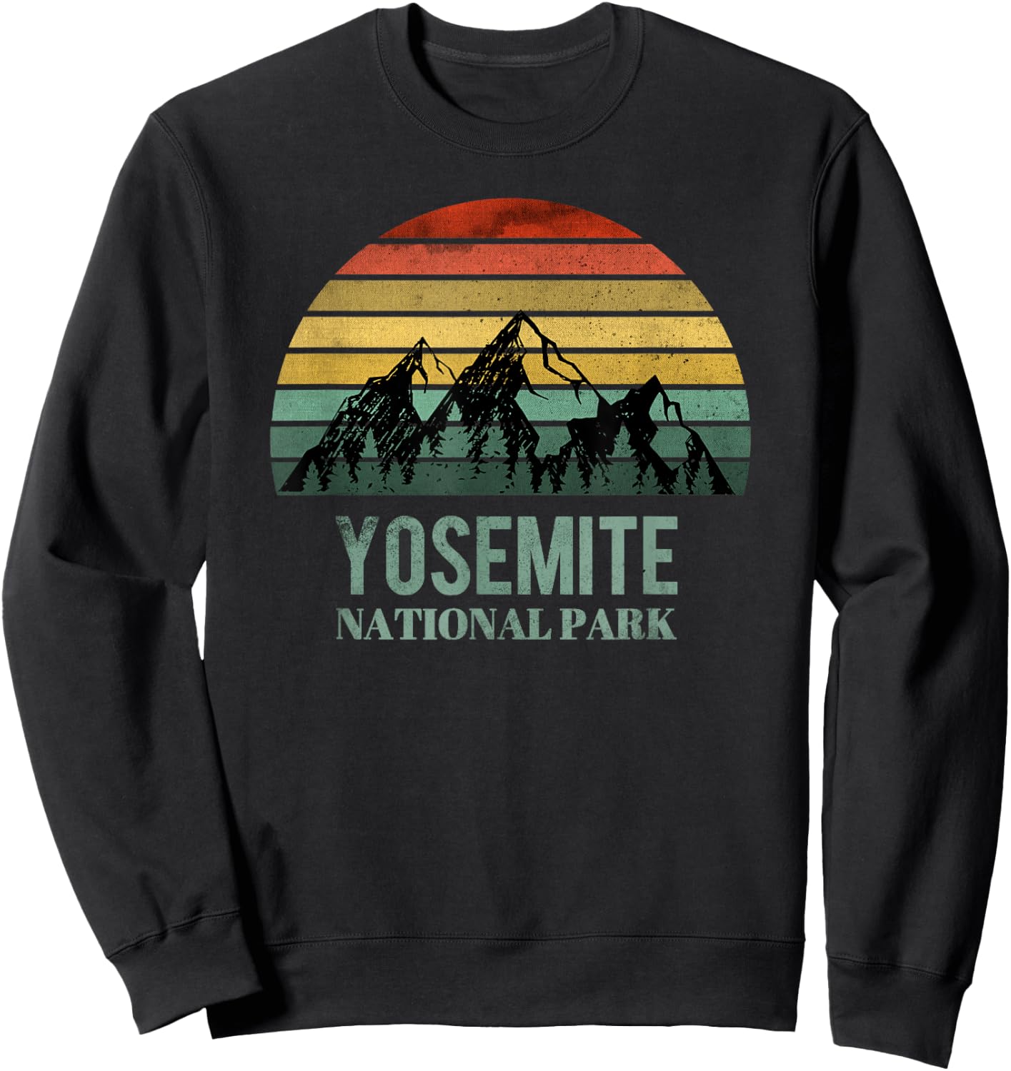Vintage Yosemite National Park Mountain California Sweatshirt - Sweatshirt | Black