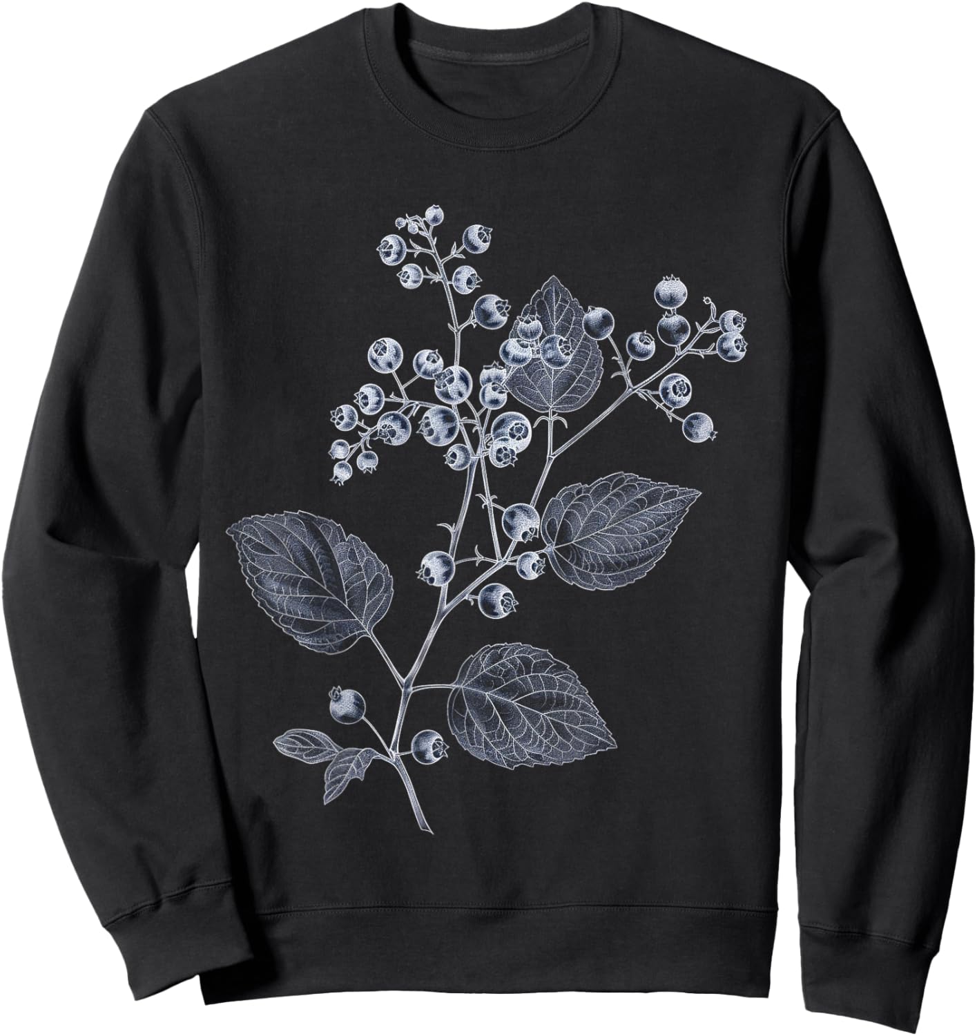 Blueberry Botanical Drawing Sweatshirt - Sweatshirt | Black
